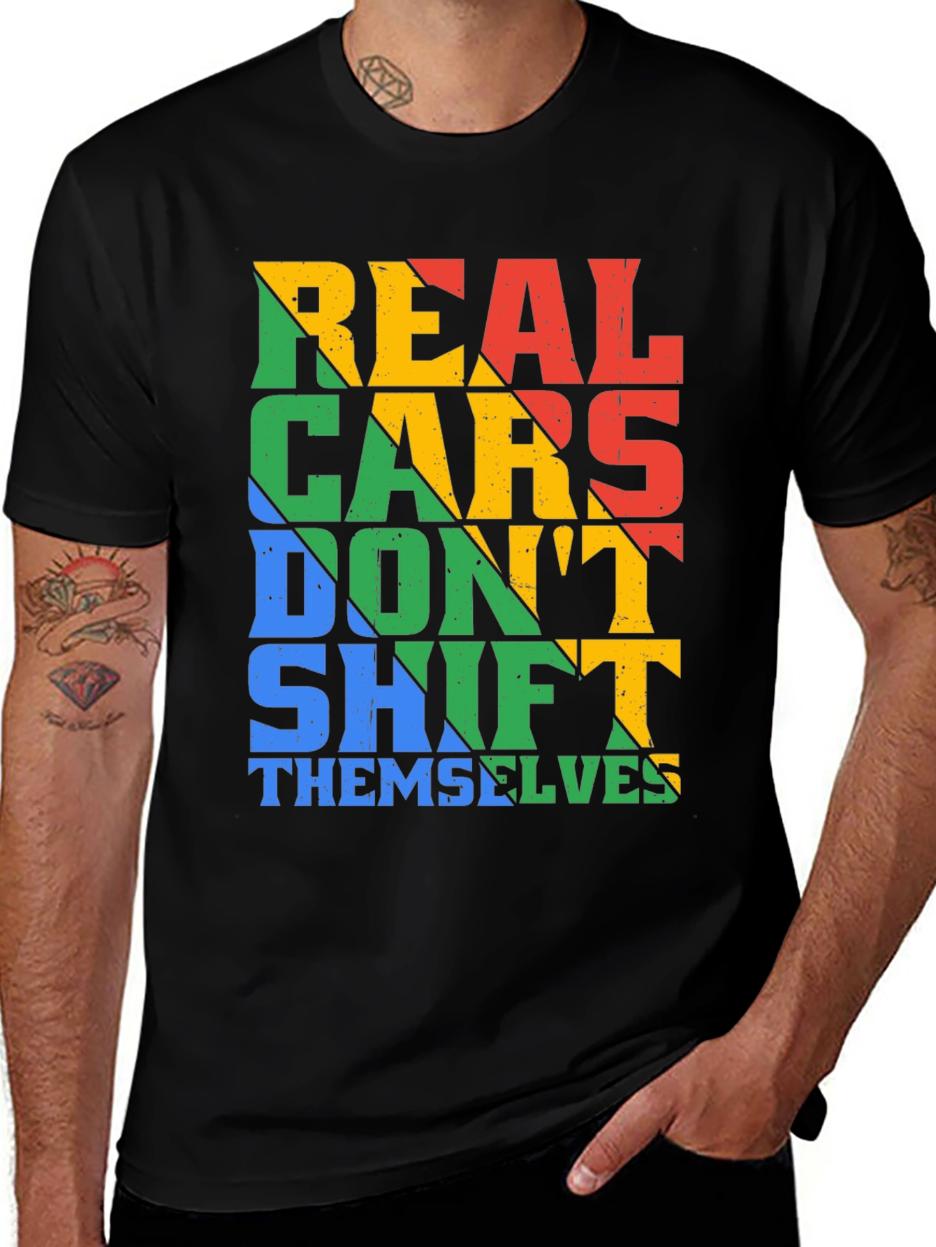 Variant 22 of Real Cars Don't Shift Themselves T-Shirt