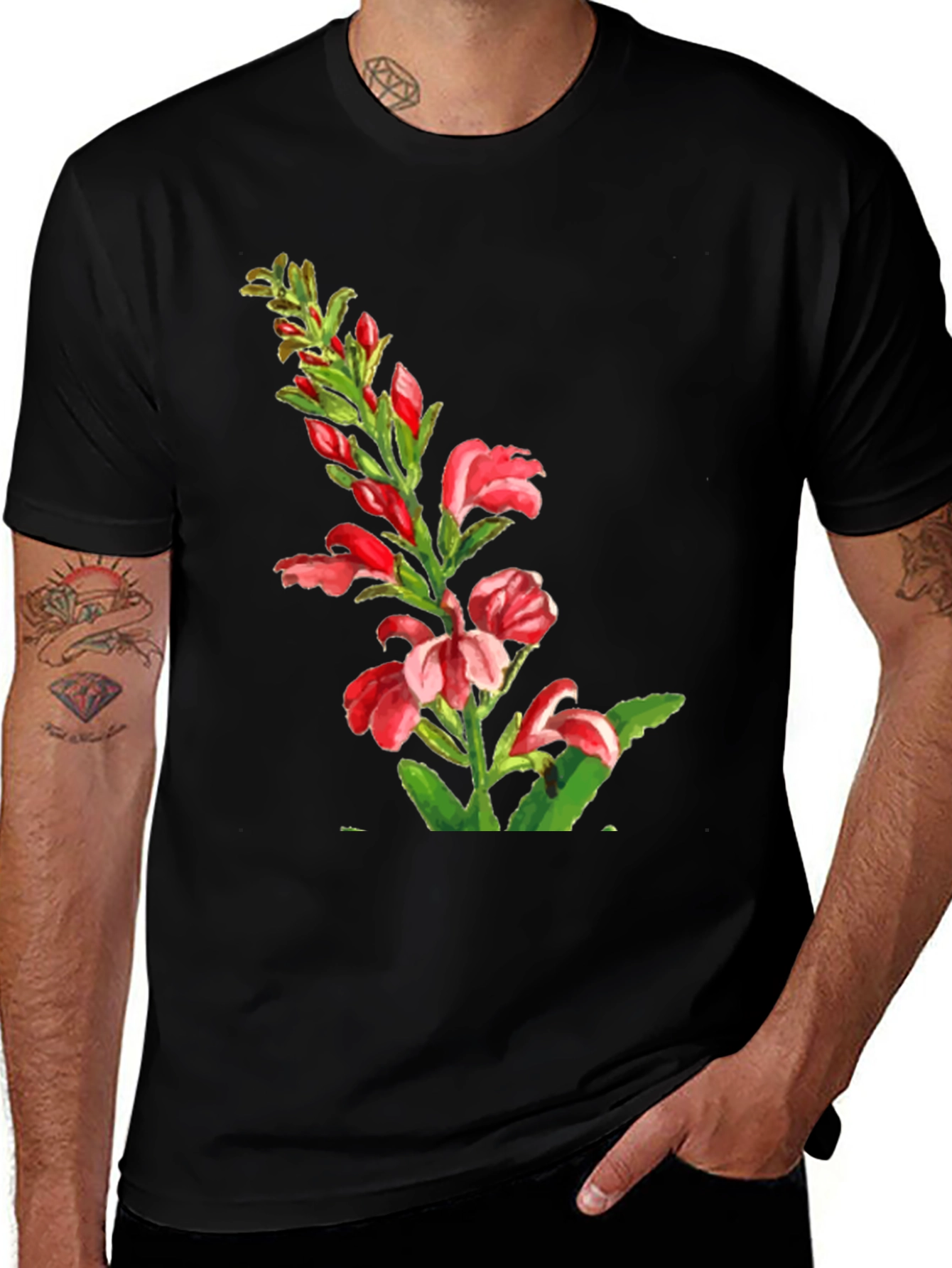 Variant 12 of Floral Print Tee - Elegant Botanical Design