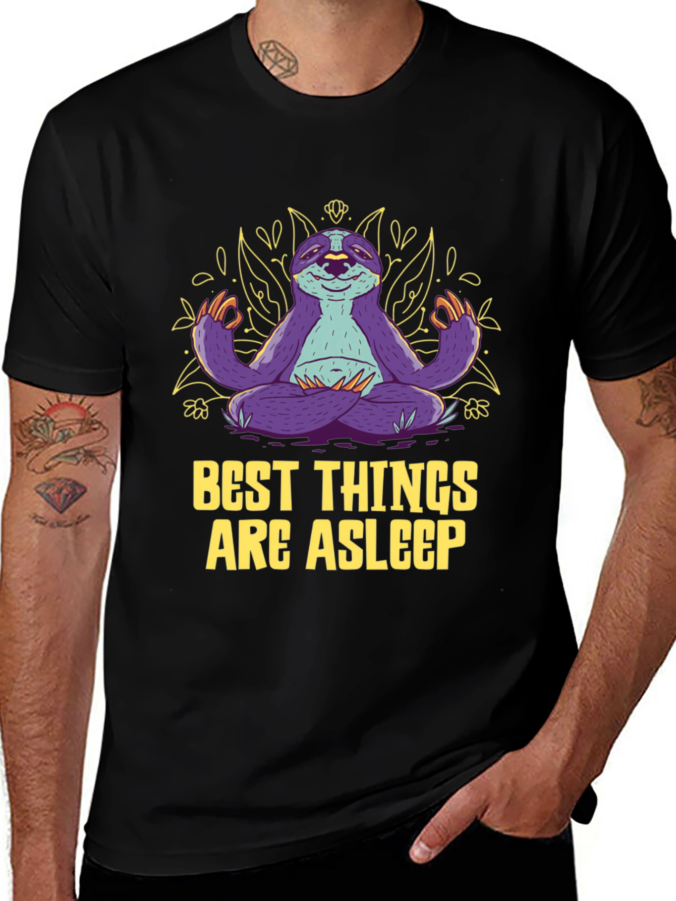Variant 5 of Meditating Sloth Graphic Tee - Best Things Are Asleep
