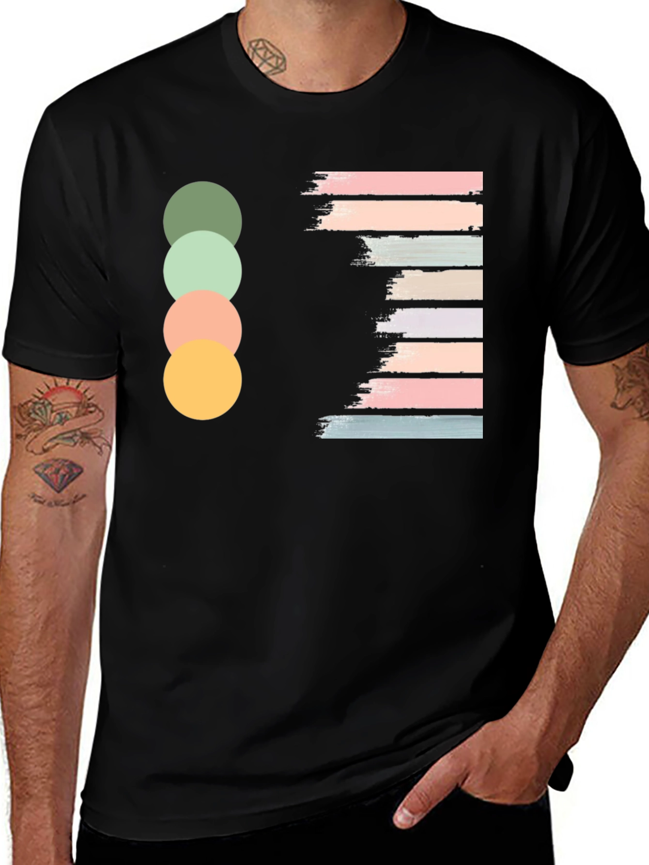 Variant 26 of Stylish Black T-Shirt with Abstract Color Design
