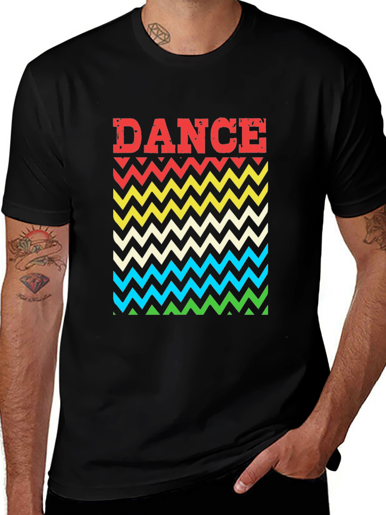 Variant 20 of Retro Dance Chevron T-Shirt - Black