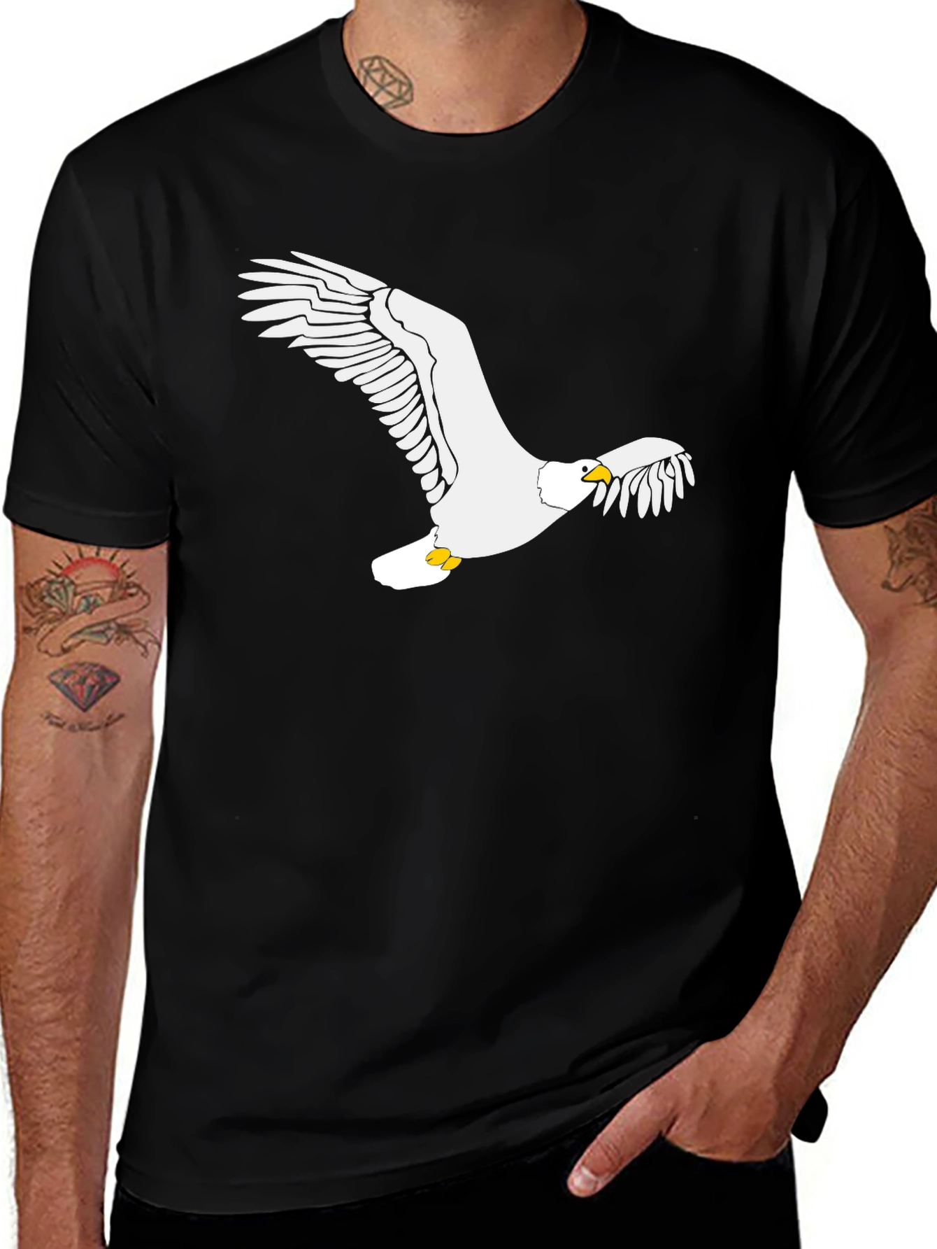 Variant 13 of Black T-Shirt with White Eagle Graphic