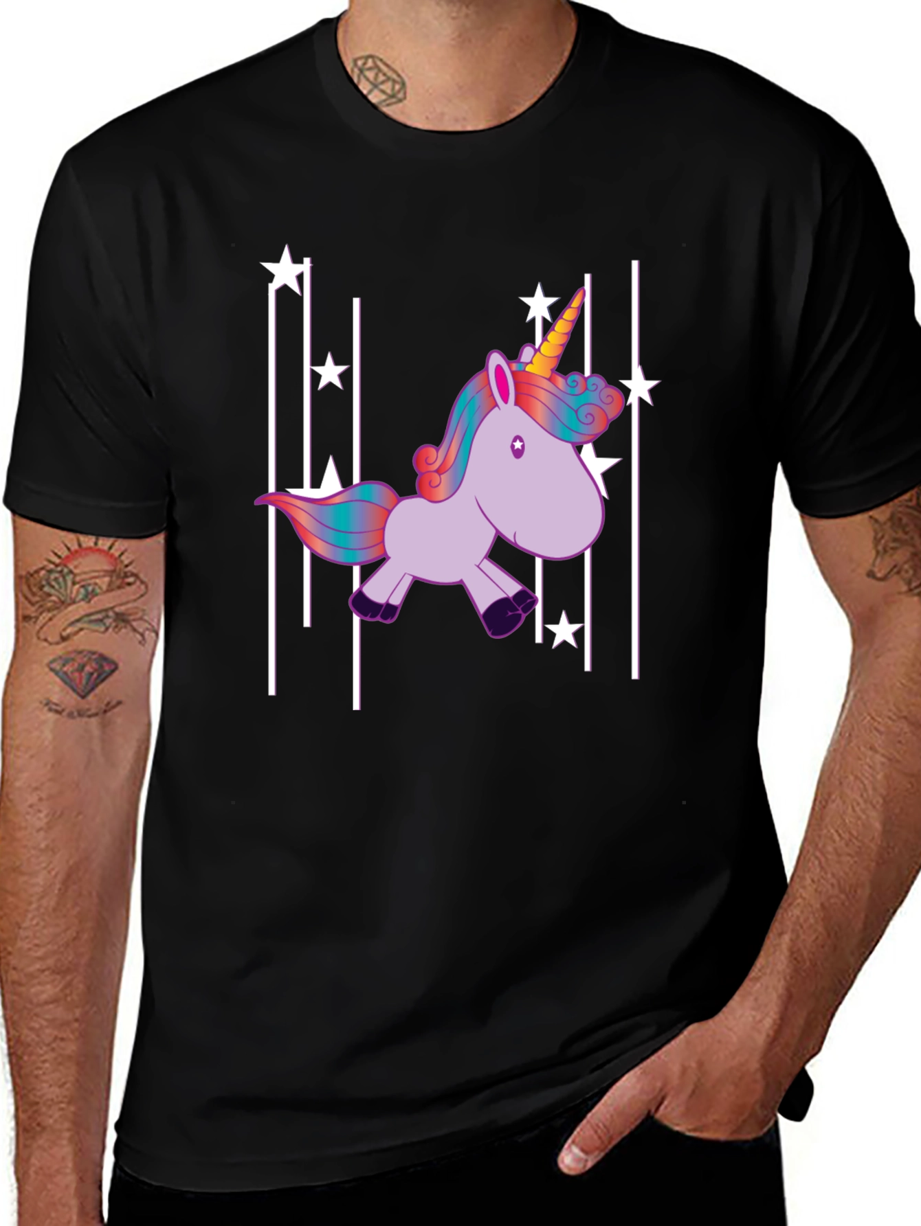 Variant 9 of Unicorn Stars Black T-Shirt