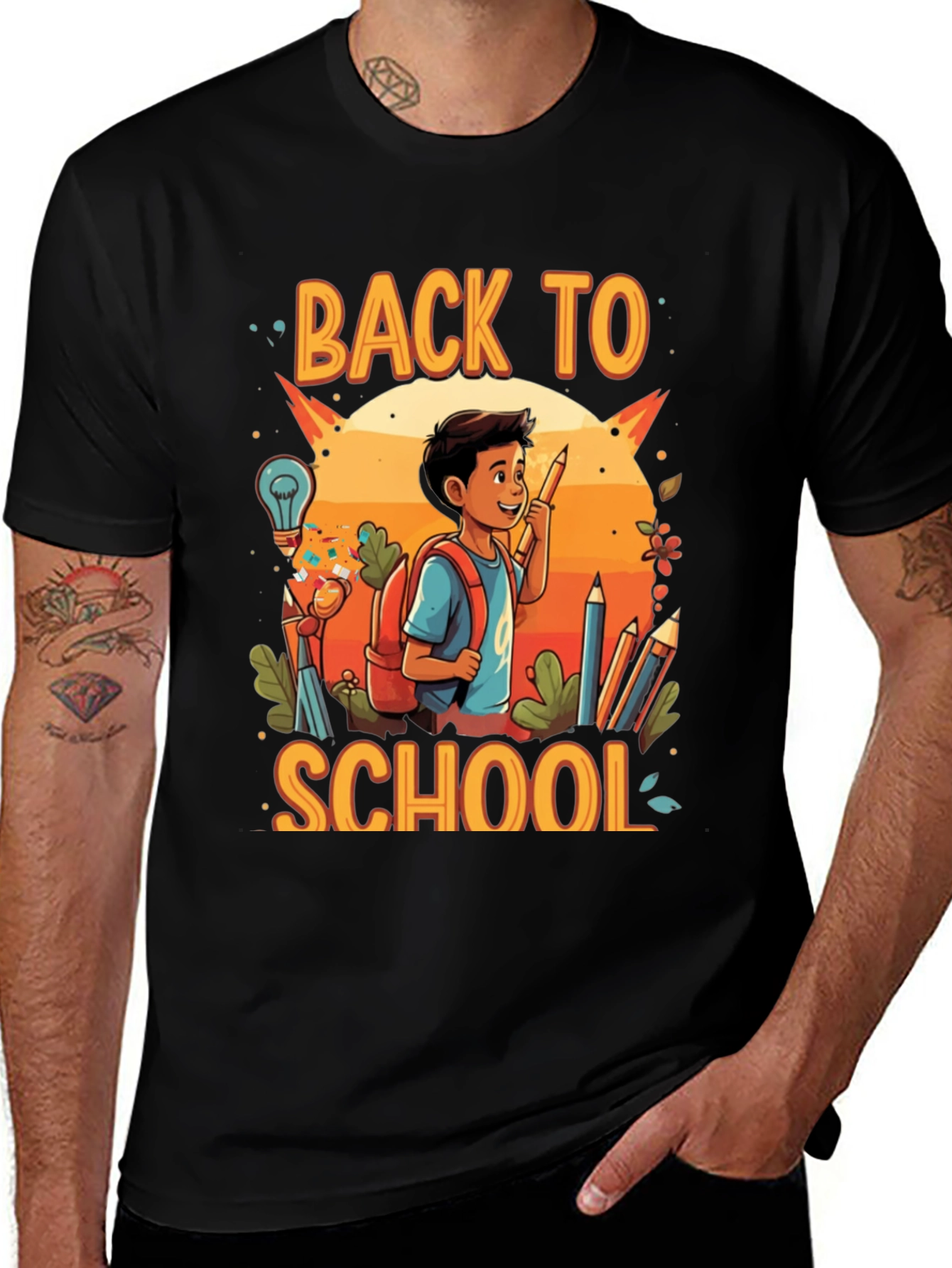 Back to School Graphic Tee - Black Cotton Shirt