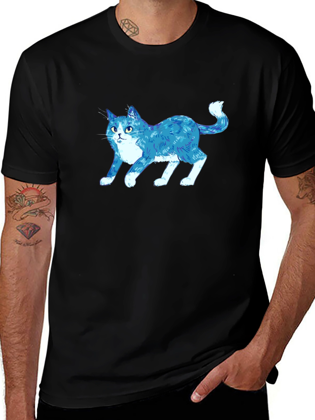 Variant 13 of Blue Cat Graphic T-Shirt