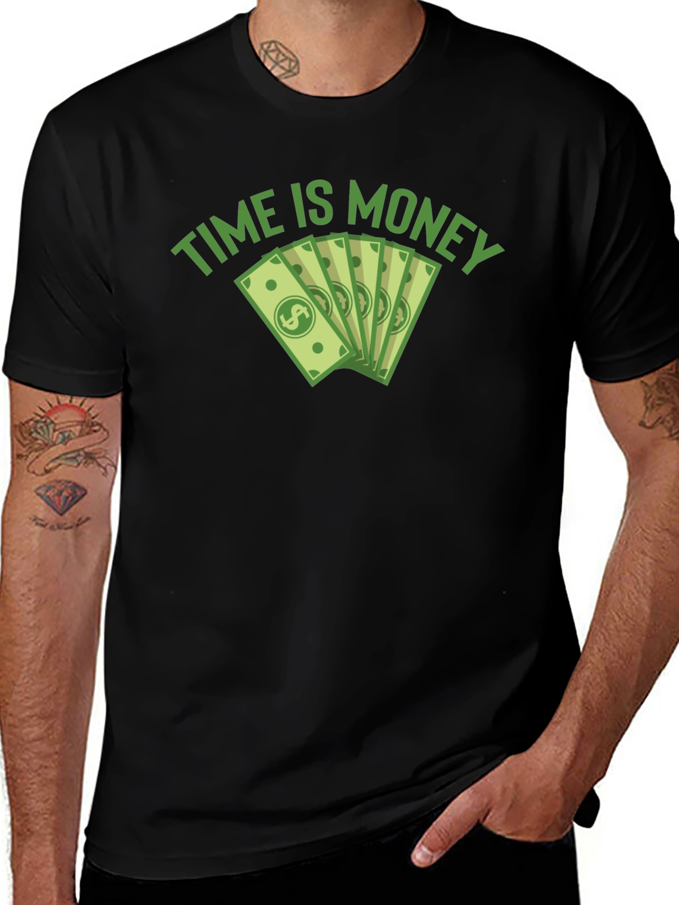 Variant 18 of Time is Money Graphic Tee - Black