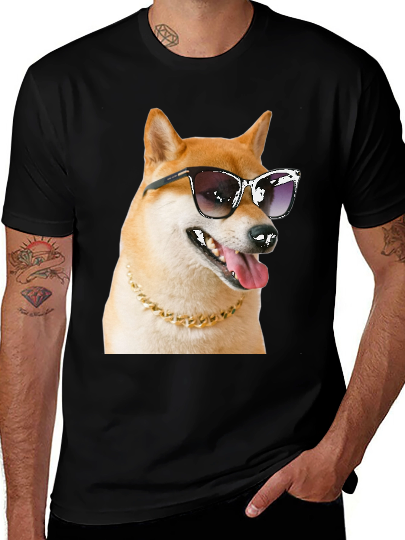 Variant 14 of Cool Doge Graphic Tee - Black T-Shirt