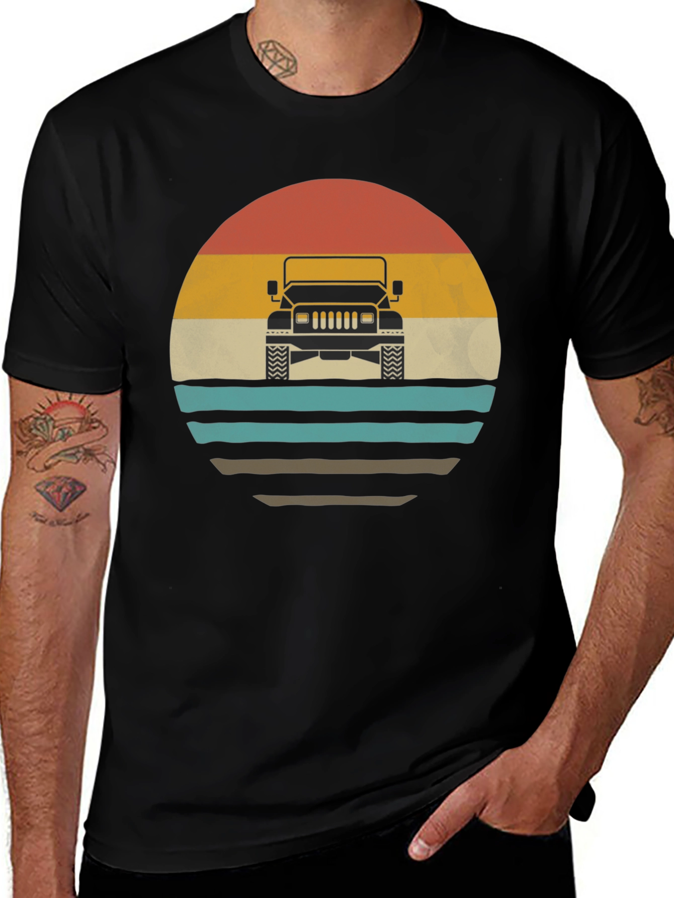 Variant 2 of Retro Sunset Jeep T-Shirt - Classic Off-Road Style