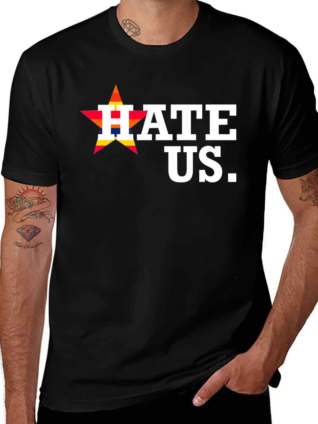 Variant 22 of HATE US Houston Astros Inspired Black T-Shirt