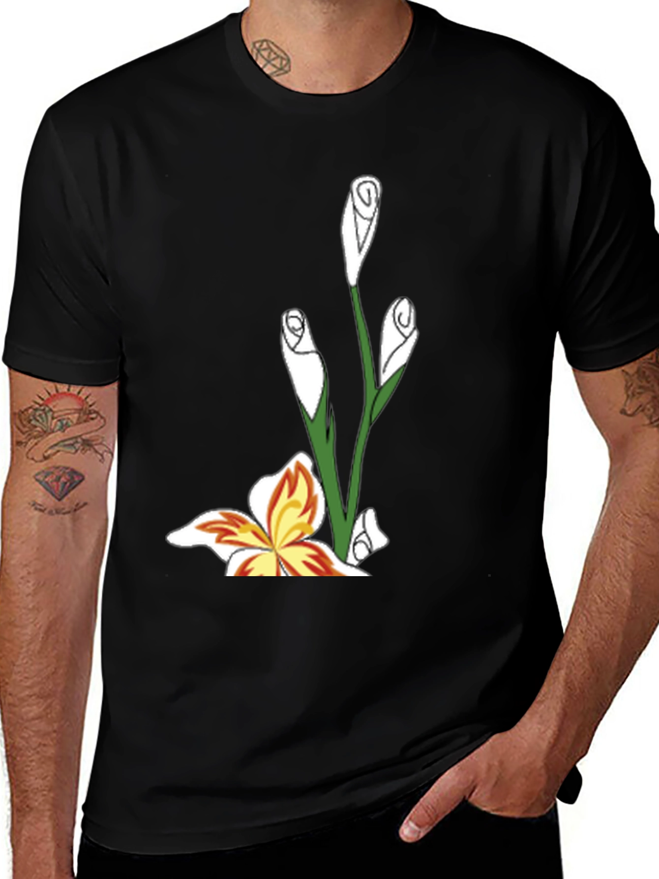 Variant 29 of Floral Graphic Black T-Shirt