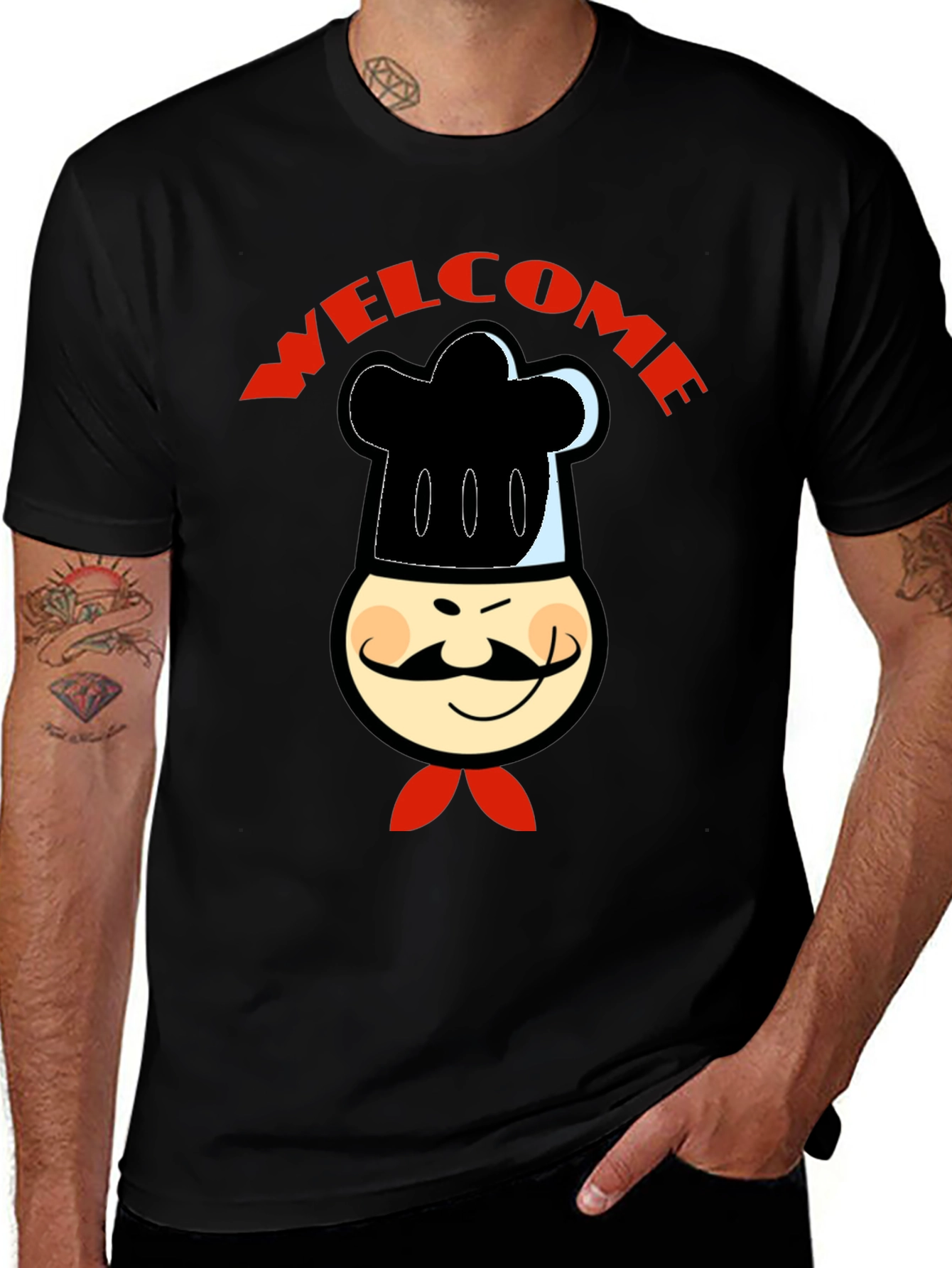 Variant 22 of Chef Welcome Graphic T-Shirt -  Men's Black Cotton Tee
