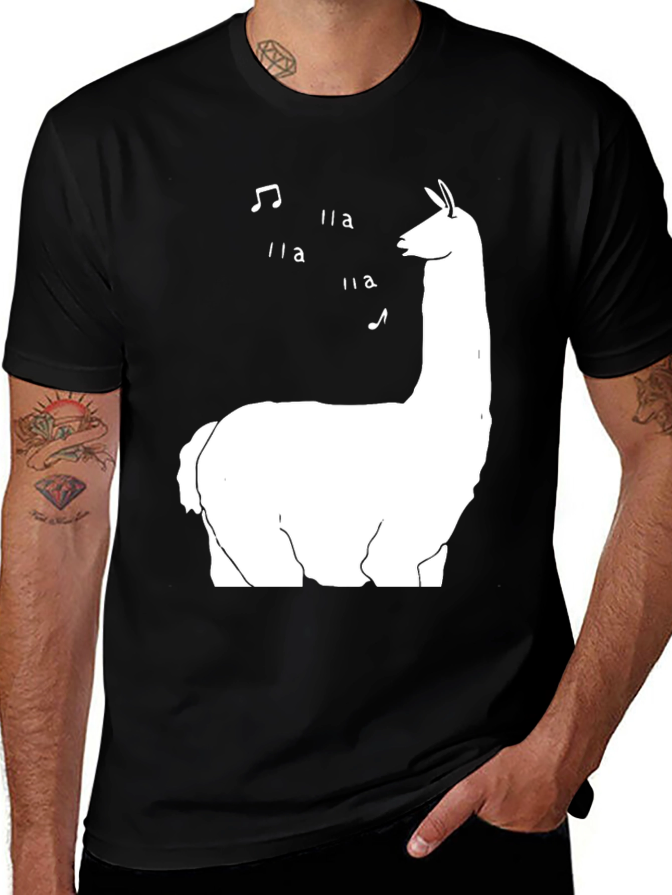 Variant 25 of Llama Music T-Shirt - Unisex Black Tee