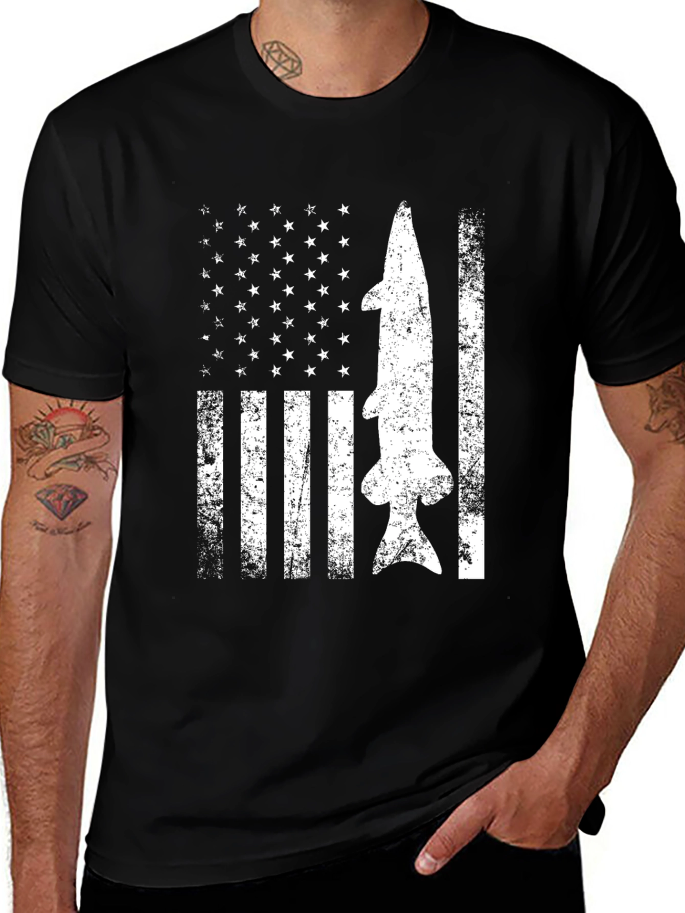 Variant 3 of American Flag Fish Graphic T-Shirt