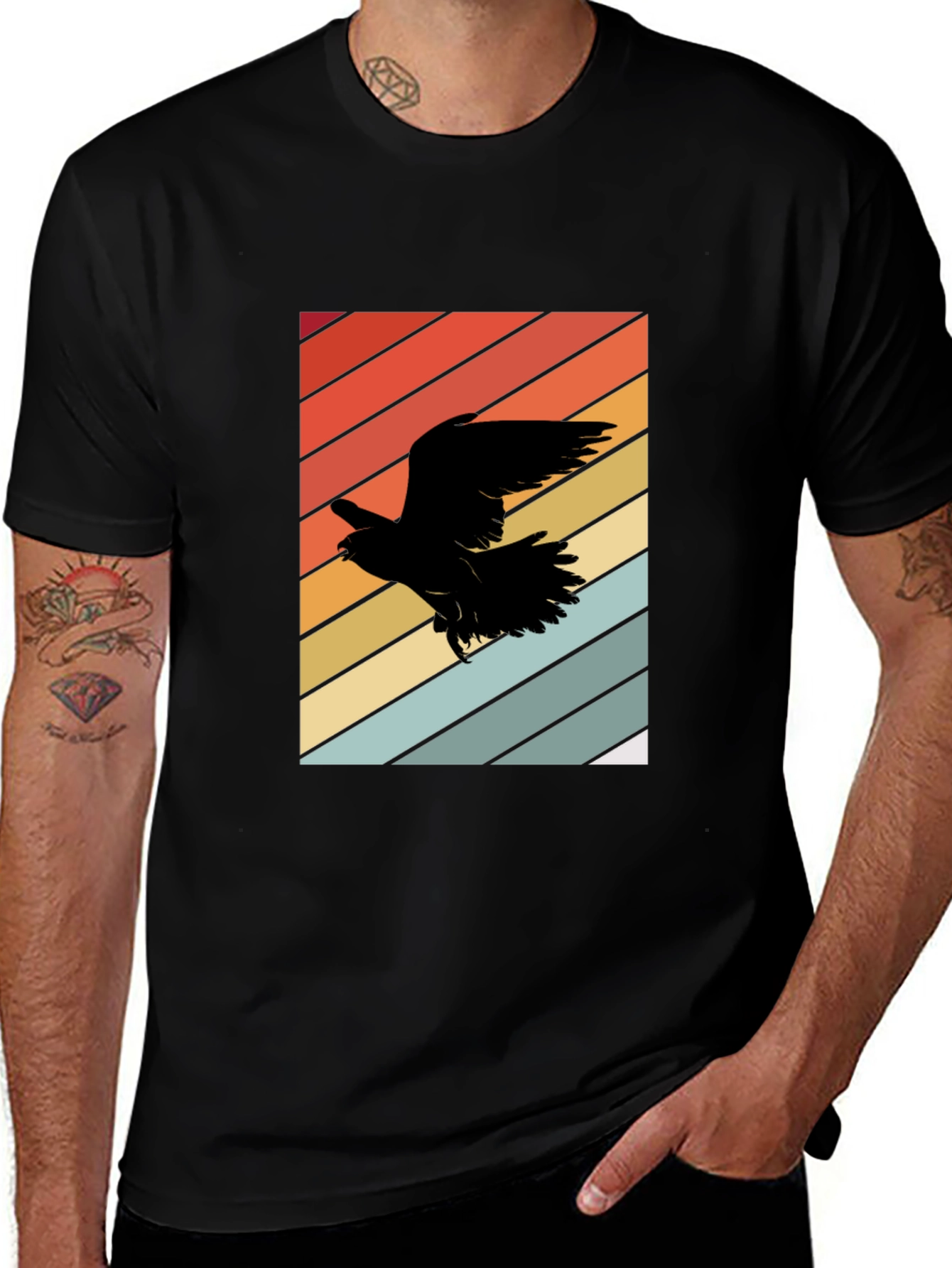 Variant 13 of Retro Eagle T-Shirt: Black Graphic Tee