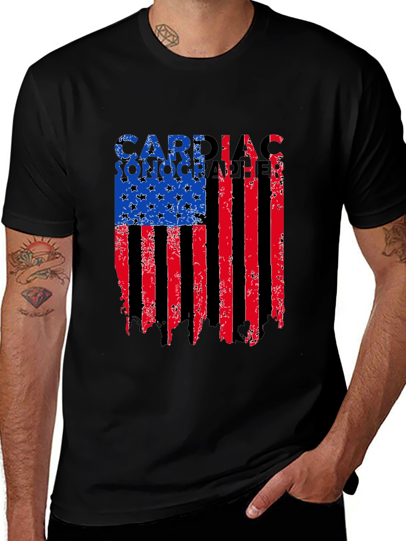 Variant 28 of Cardiac Sonographer American Flag T-Shirt