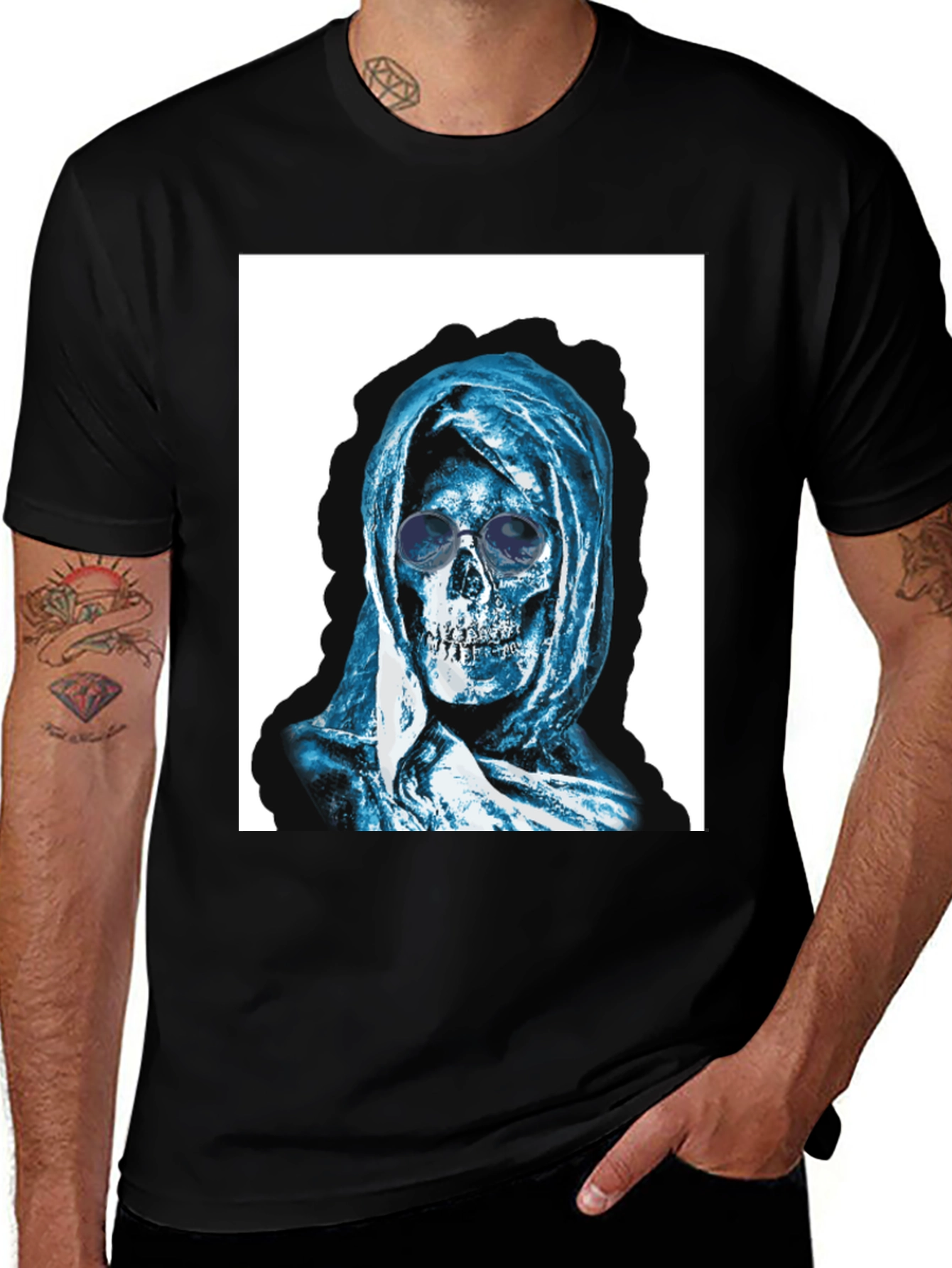 Variant 30 of Skull Graphic Tee - Black Cotton T-Shirt