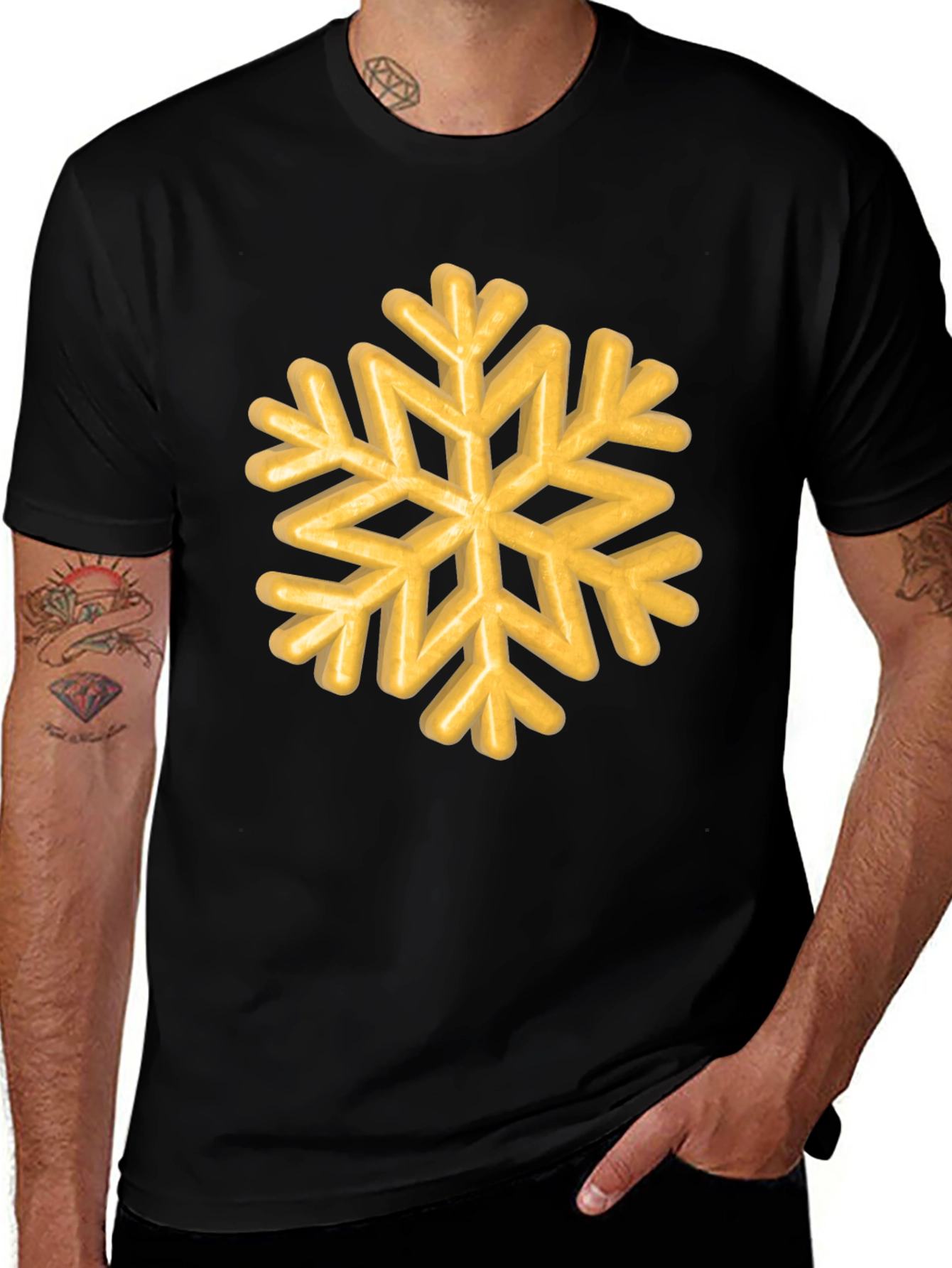 Variant 29 of Golden Snowflake Graphic Tee - Unisex Black T-Shirt