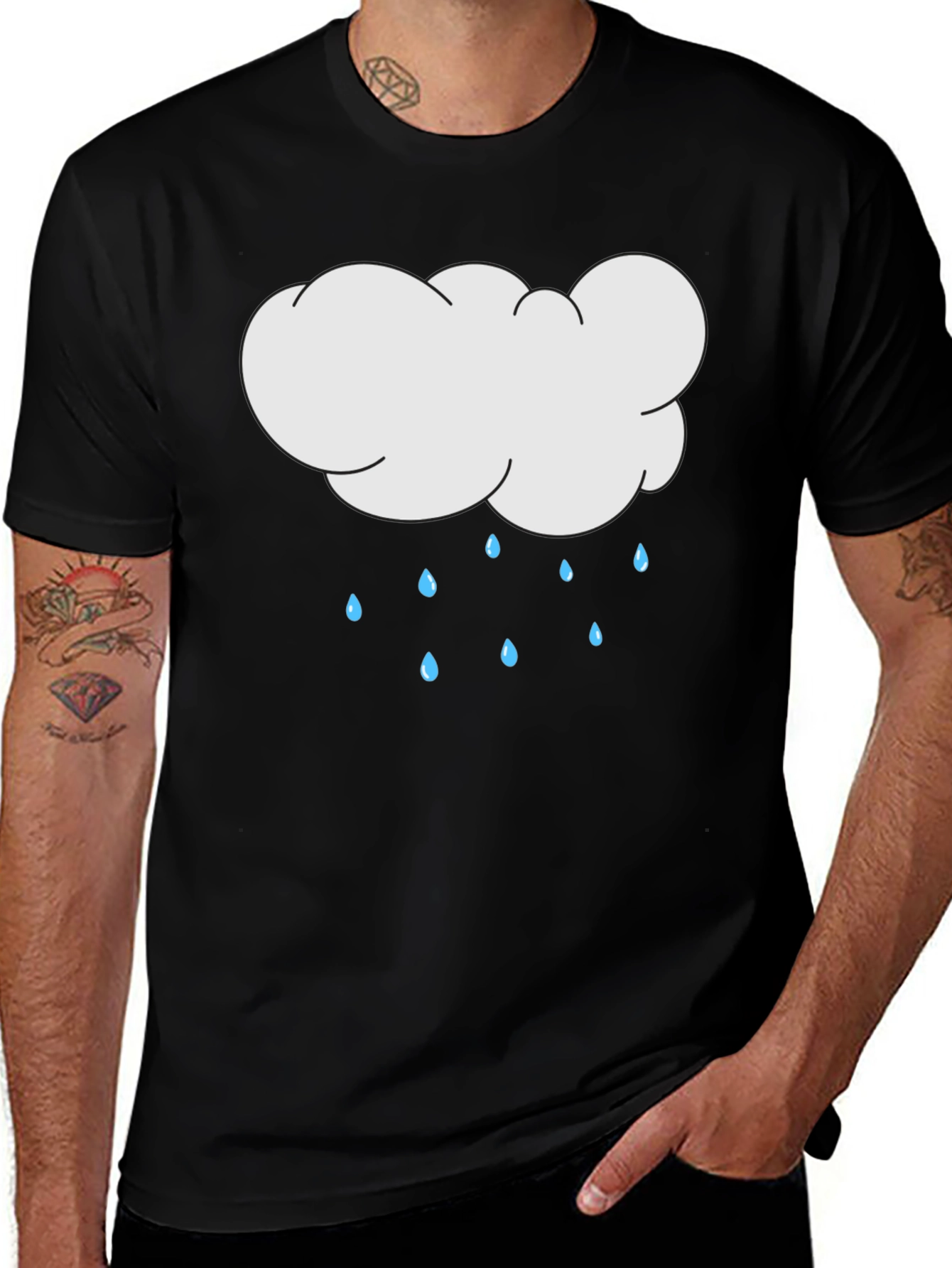 Variant 18 of Cloud Rain Graphic Black T-Shirt