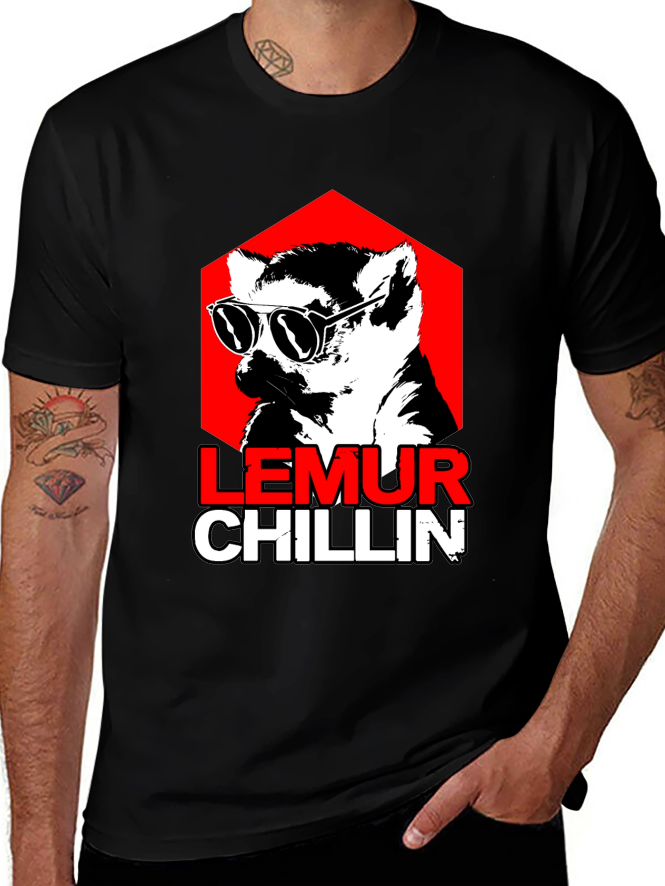 Variant 9 of Lemur Chillin' Graphic Tee - Cool Animal Print