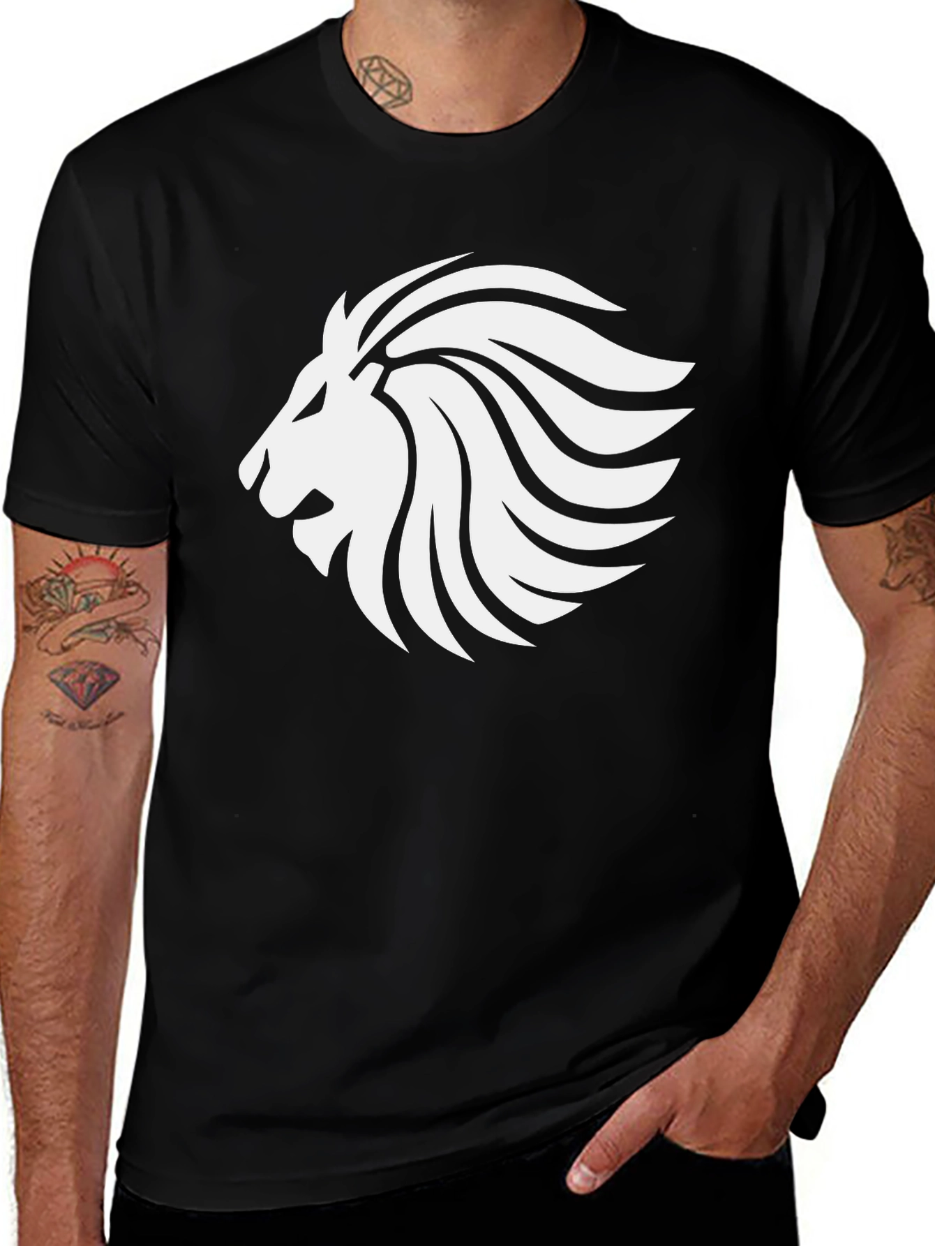 Variant 9 of Lion Crest Graphic Tee - Black