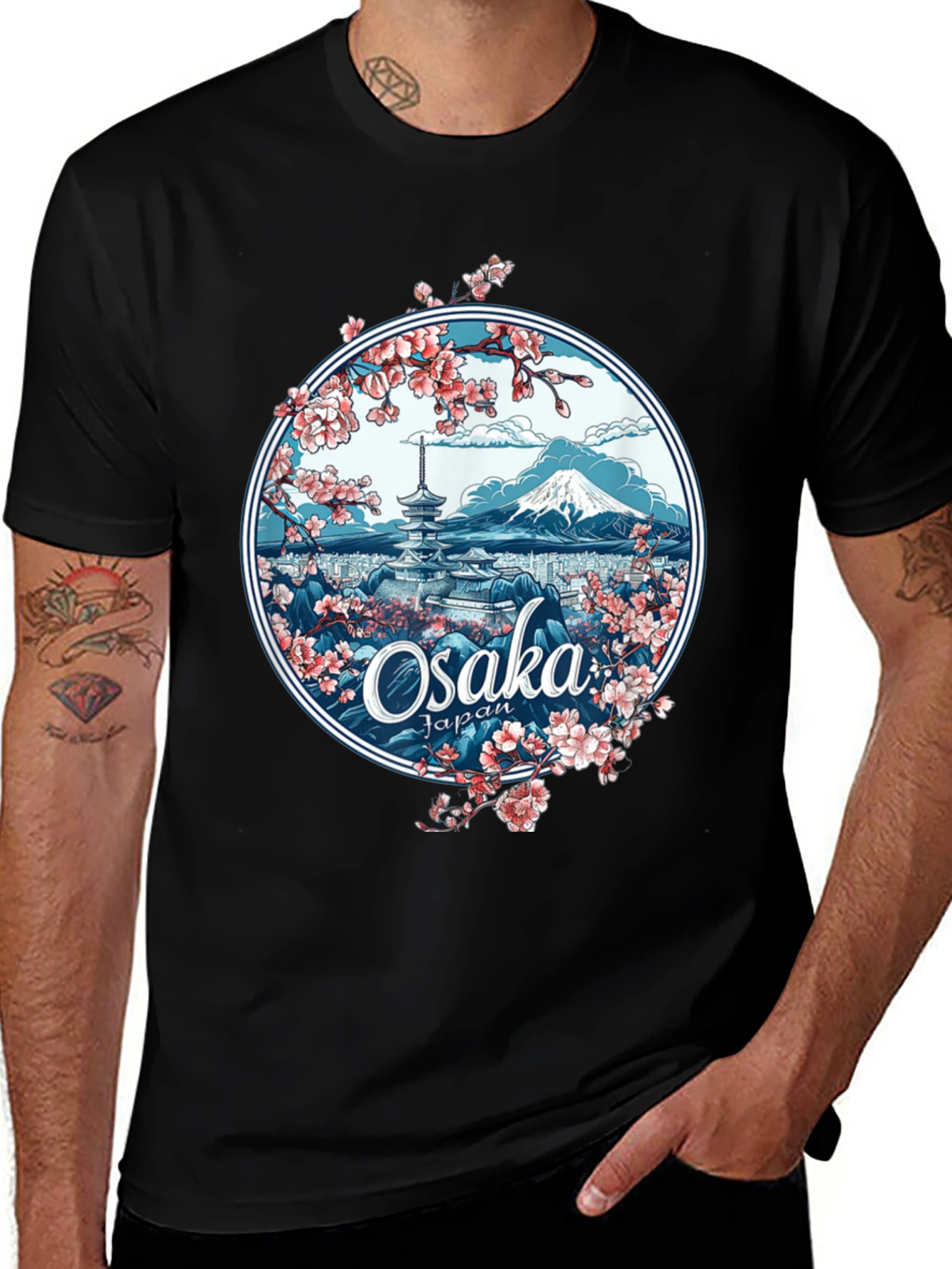 Osaka Japan Sakura Blossom Graphic Tee