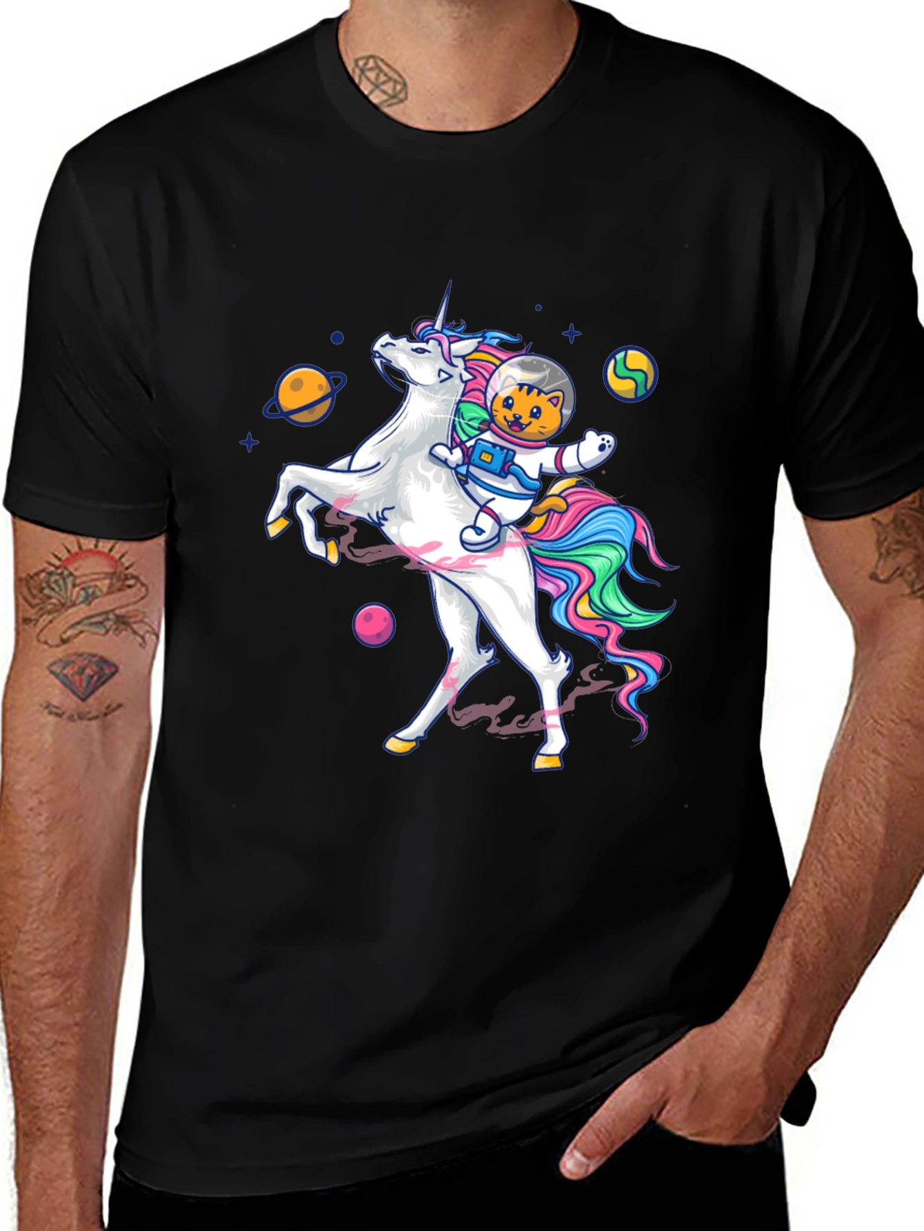 Variant 8 of Cosmic Cat Riding Unicorn T-Shirt