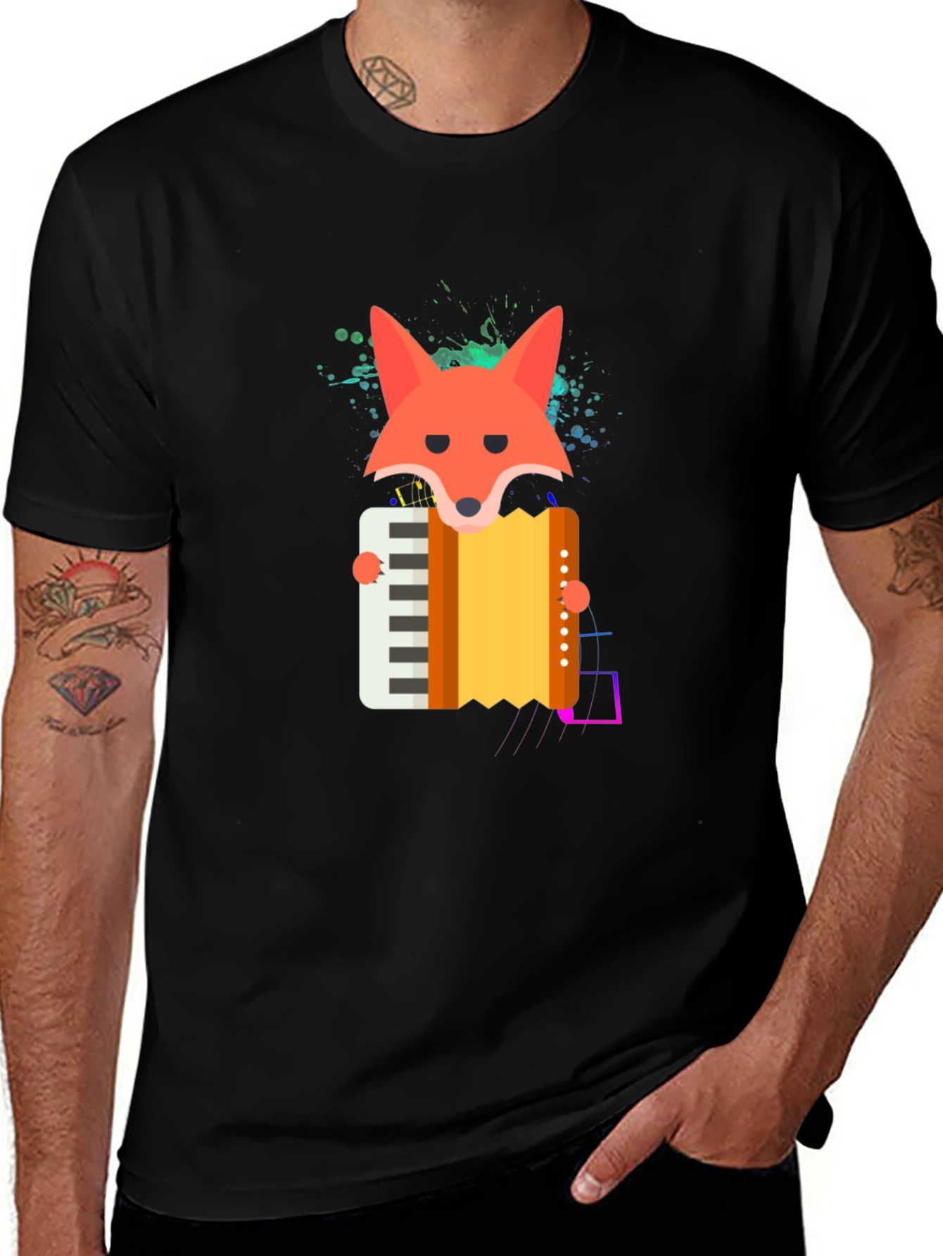 Variant 5 of Fox Accordion T-Shirt - Black Cotton Blend