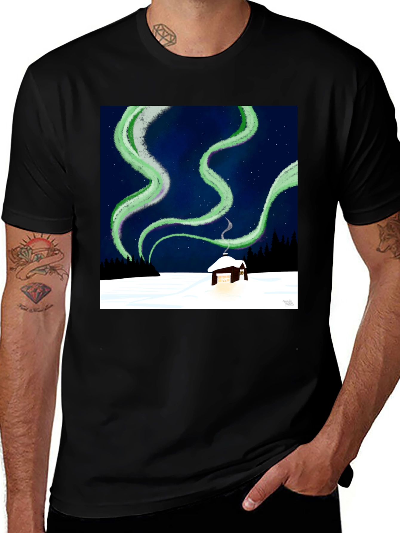 Aurora Cabin Tee: Night Sky Dream