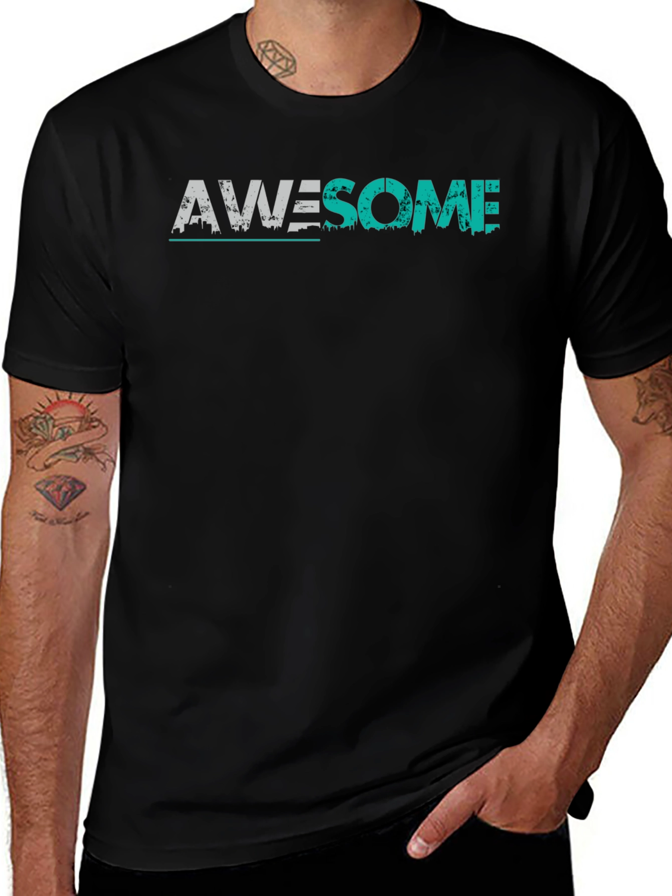 Awesome Graphic Print Black T-Shirt