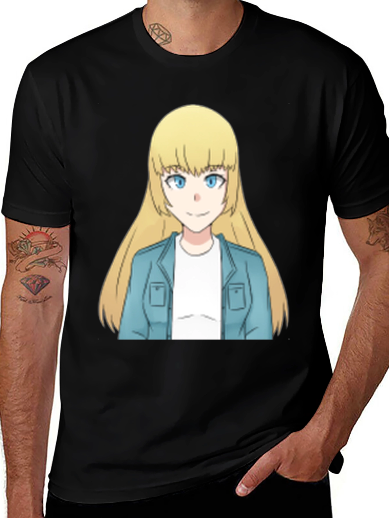 Variant 18 of Anime Girl Graphic Print Black T-Shirt