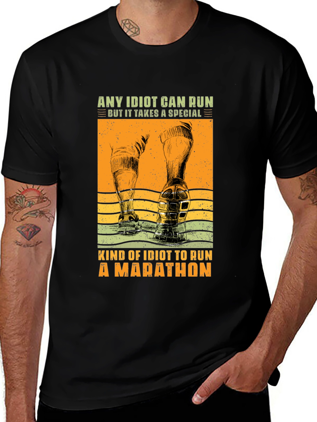 Variant 9 of Marathon Runner T-Shirt - "Any Idiot Can Run"