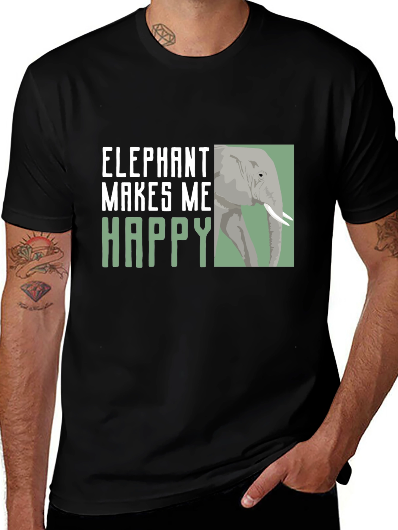 Variant 2 of Elephant Makes Me Happy Graphic Tee