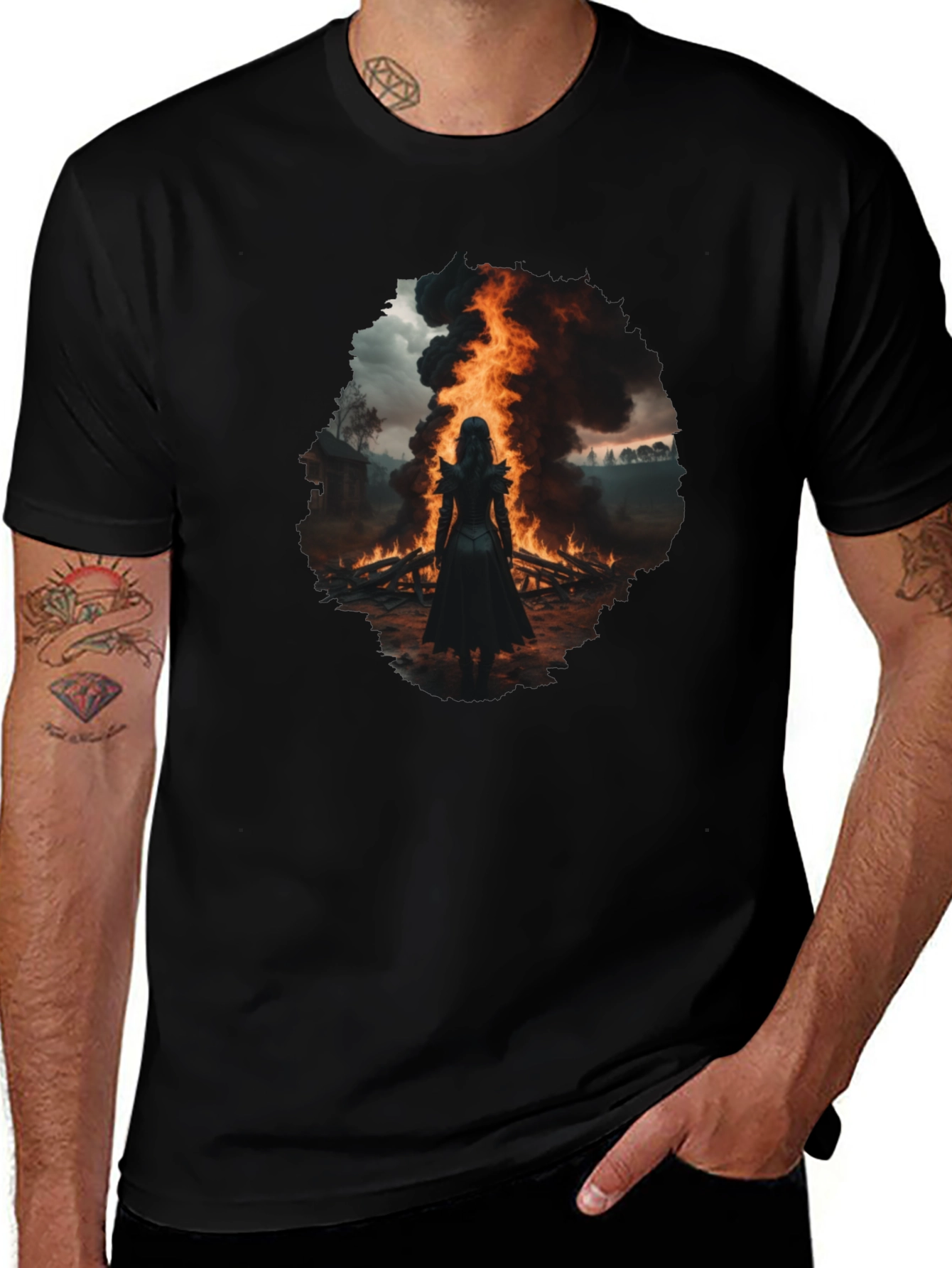 Variant 24 of Mystic Fire Black T-Shirt - Dark Fantasy Tee