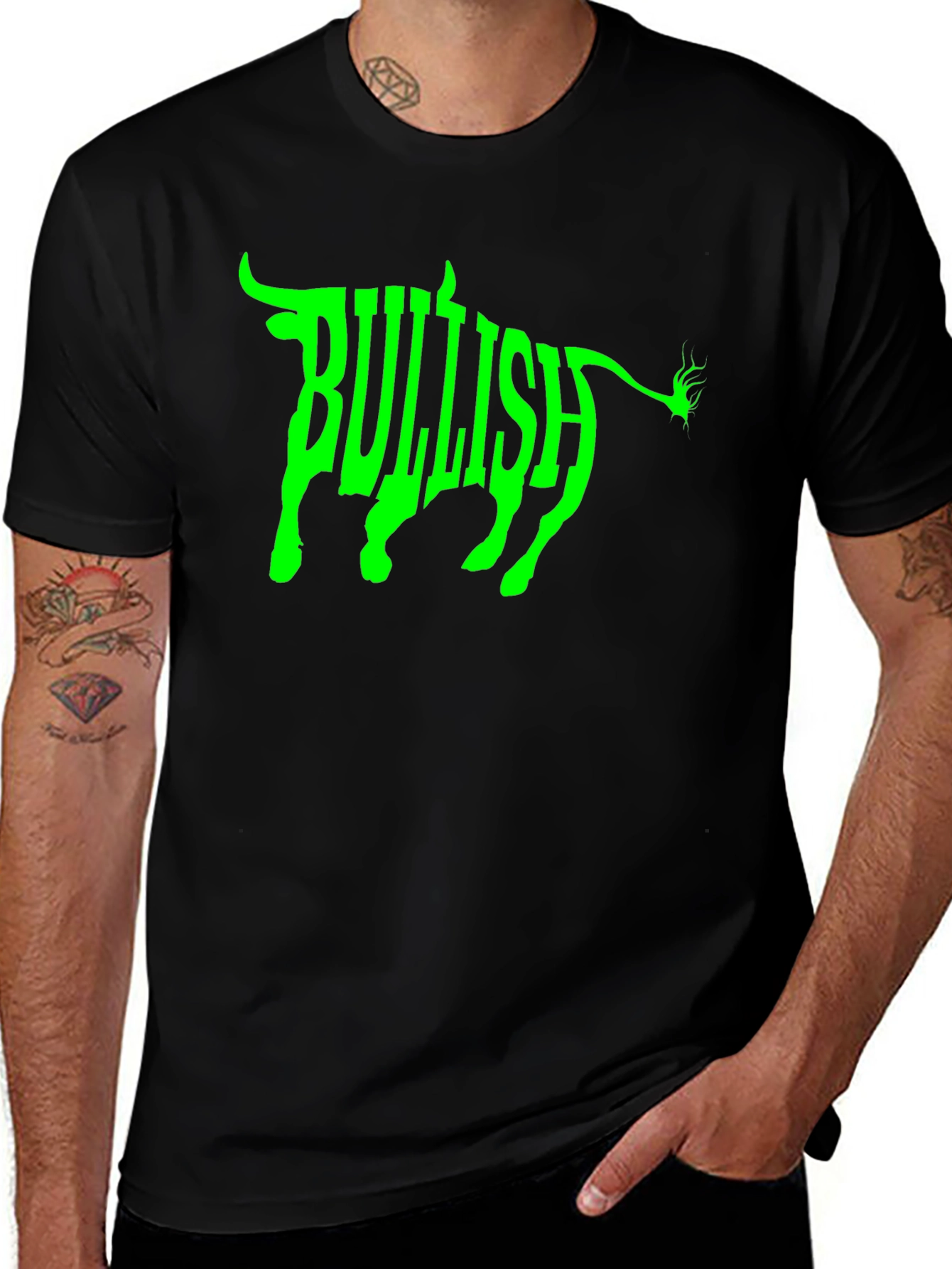 Variant 7 of Bullish Graphic Tee - Black Cotton T-Shirt