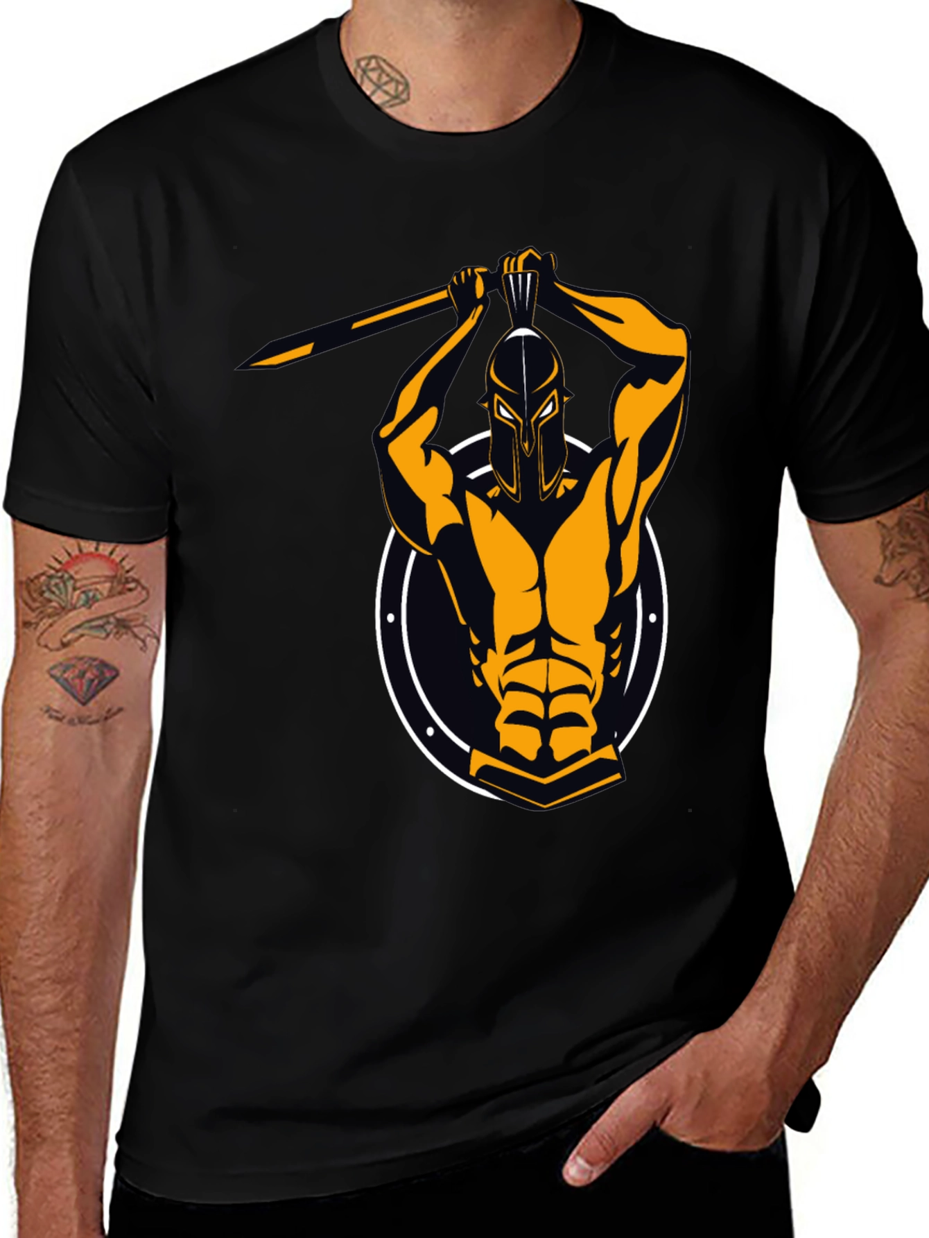 Variant 23 of Spartan Warrior Graphic Tee - Black