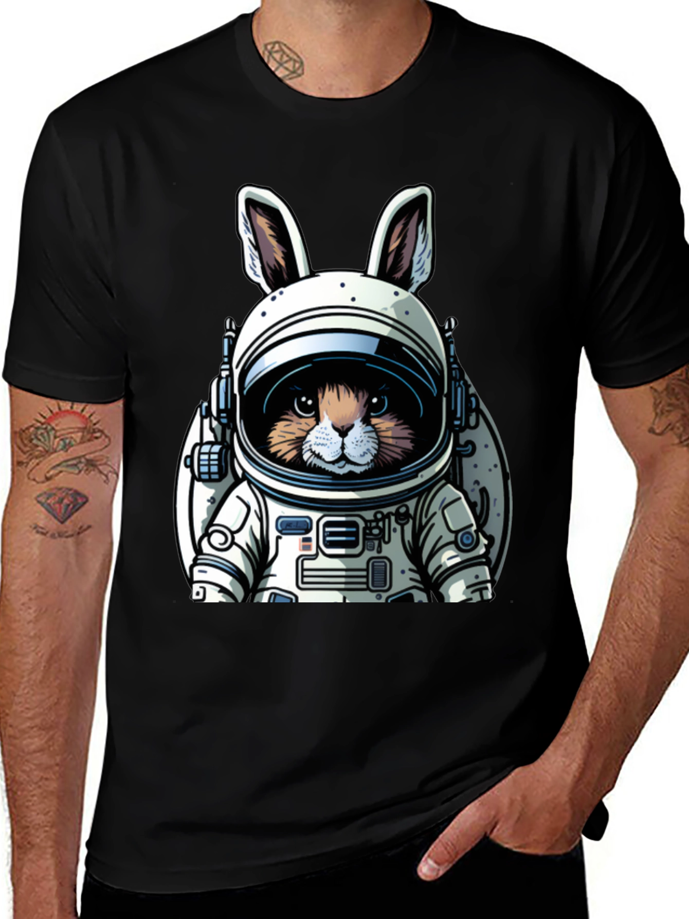 Black Astronaut Bunny Black T-Shirt main image