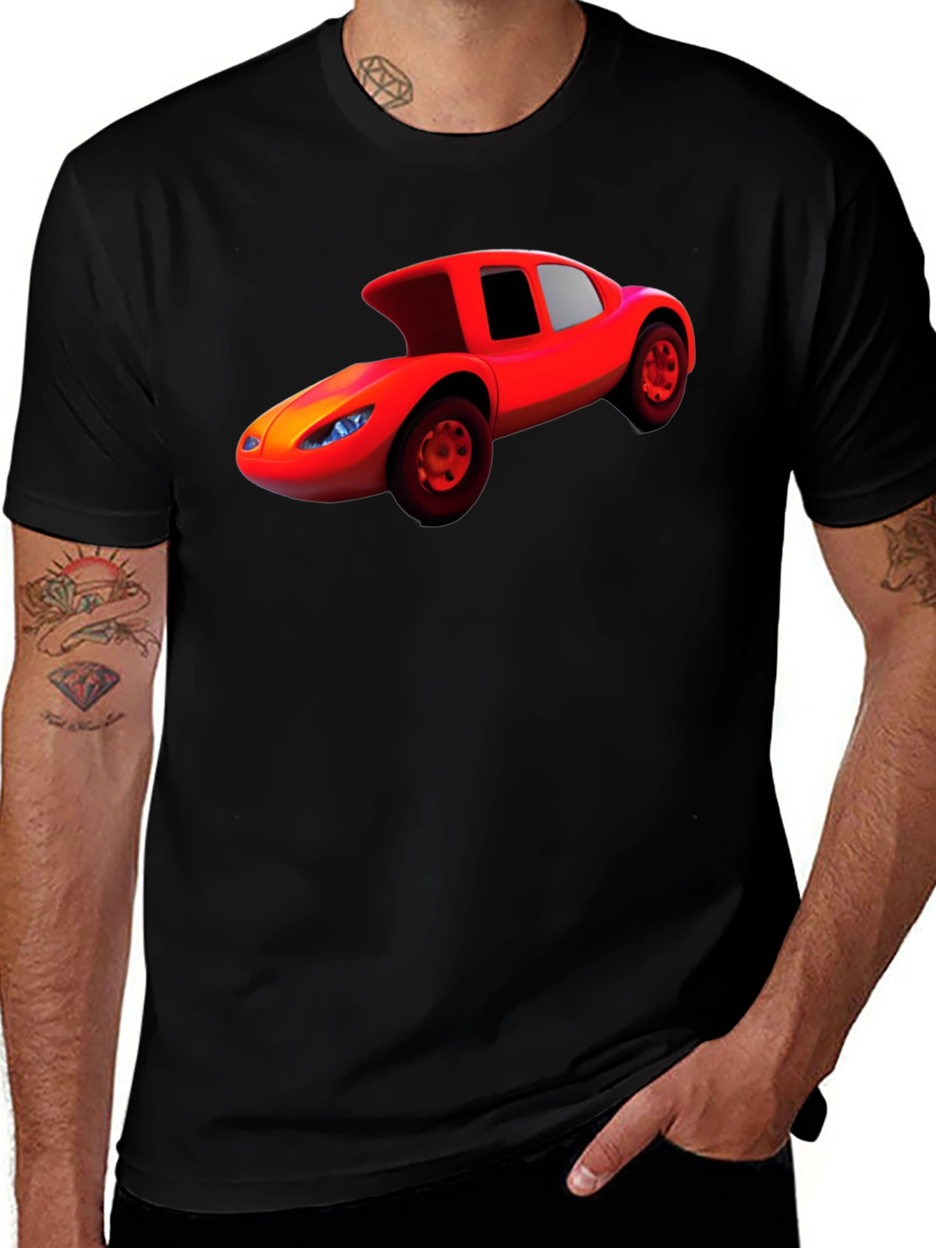 Variant 8 of Cartoon Car Graphic Tee - Black