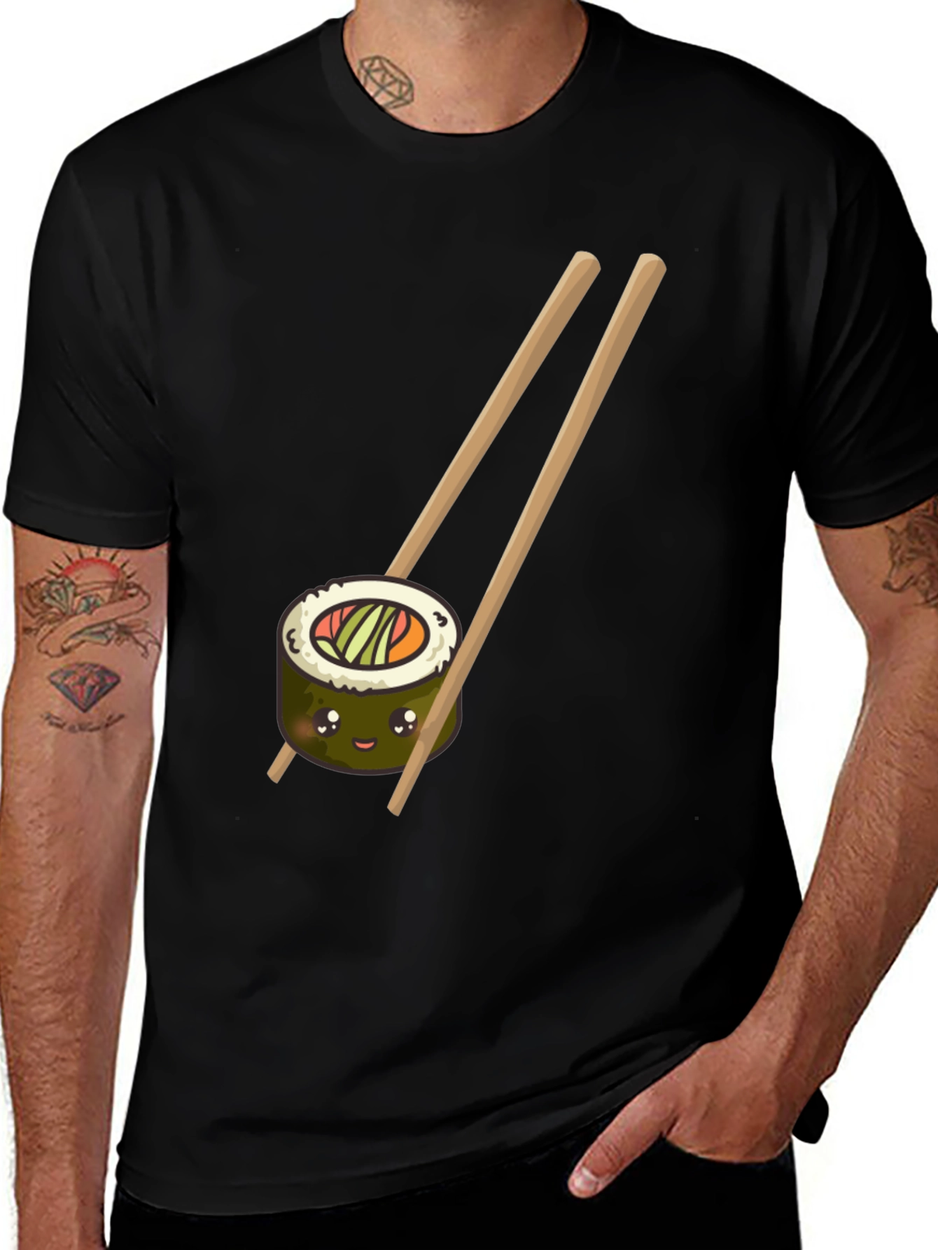 Variant 29 of Sushi Roll T-Shirt: Cute Chopsticks Graphic Tee