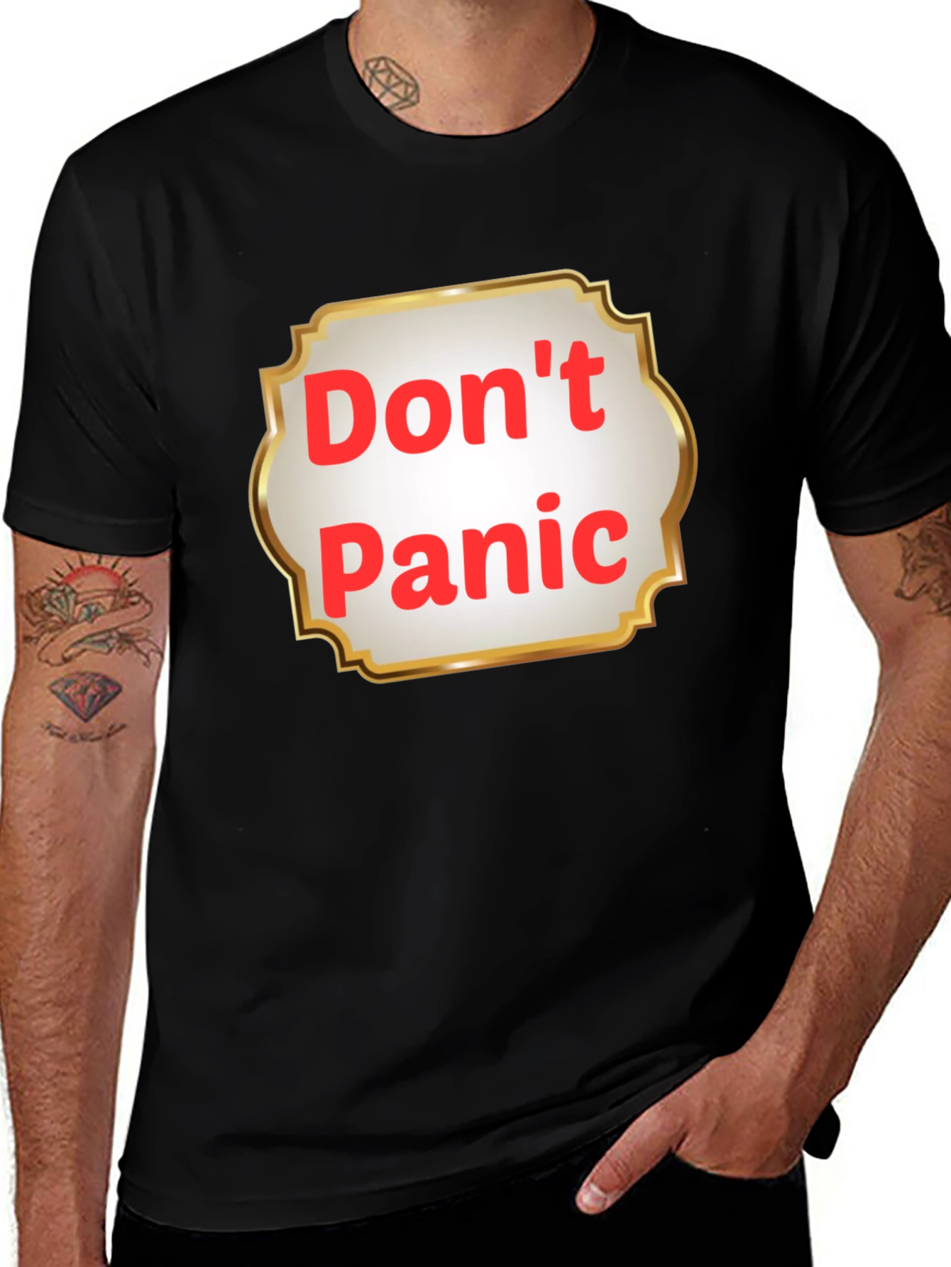 Variant 8 of Don't Panic Graphic Tee - The Hitchhiker's Guide Inspired Shirt