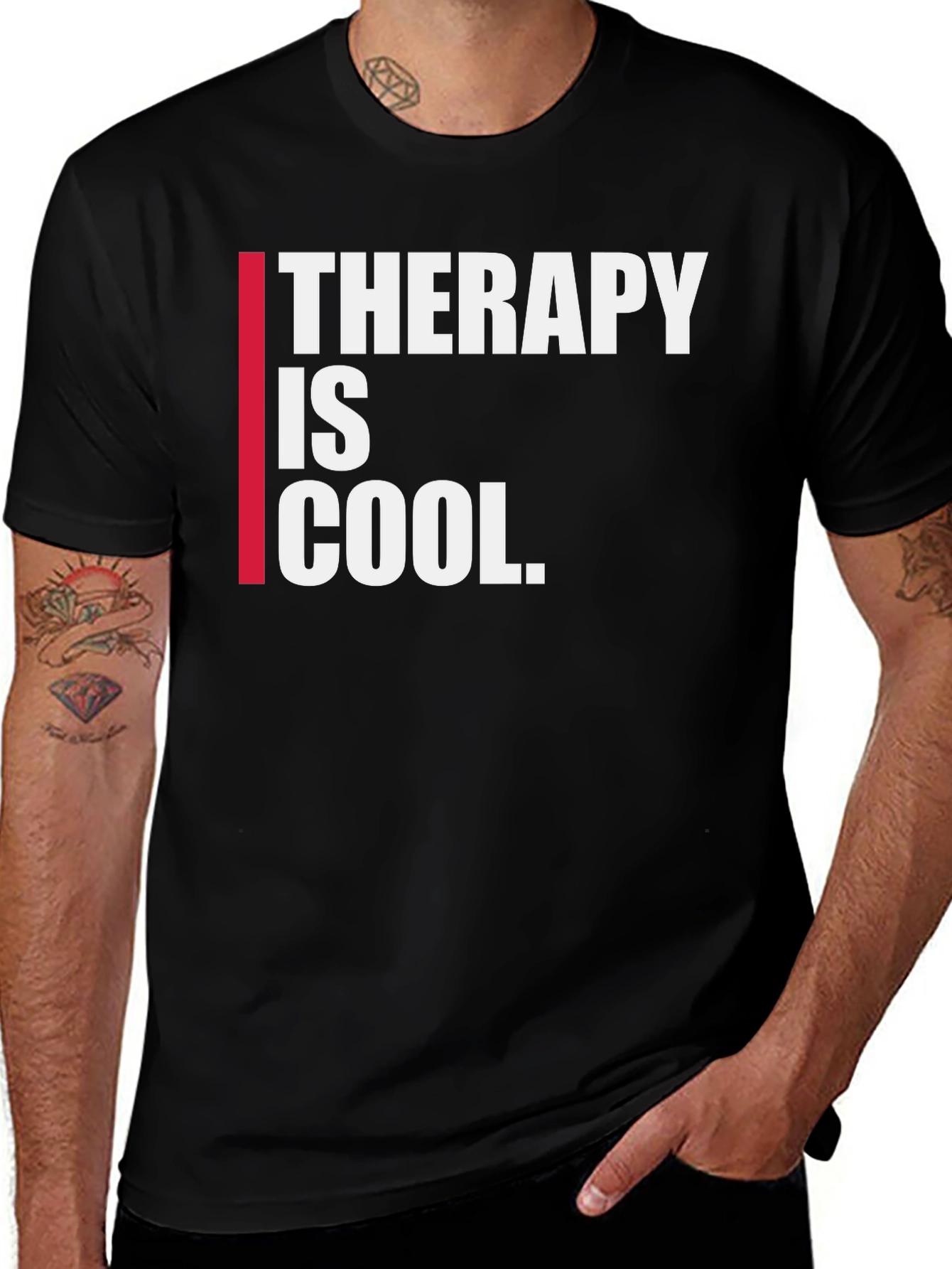 Variant 20 of Therapy is Cool Graphic Tee - Trendy Black T-Shirt