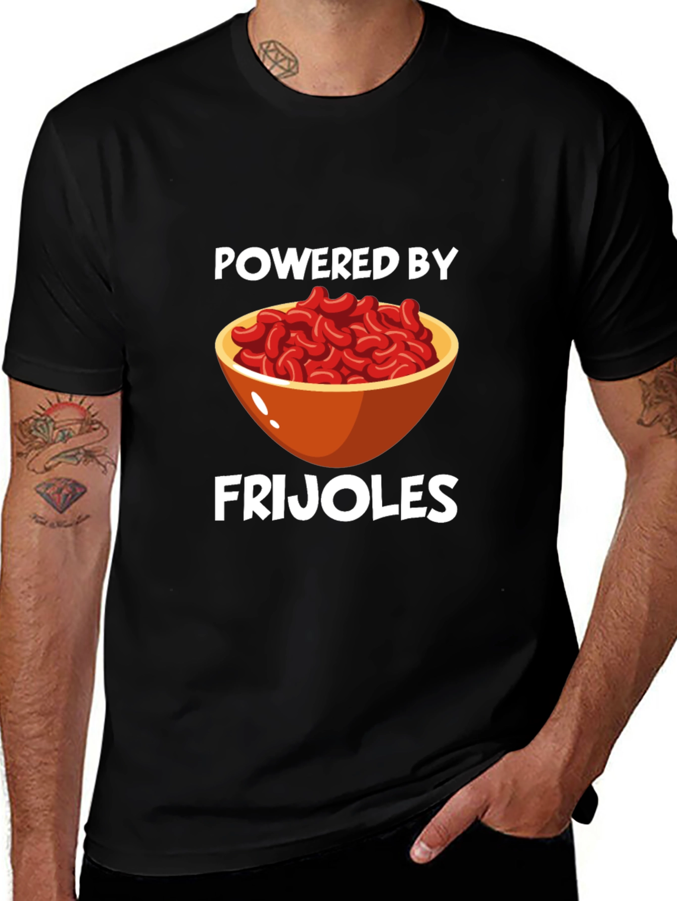 Variant 2 of Powered by Frijoles T-Shirt - Funny Bean Lover Tee