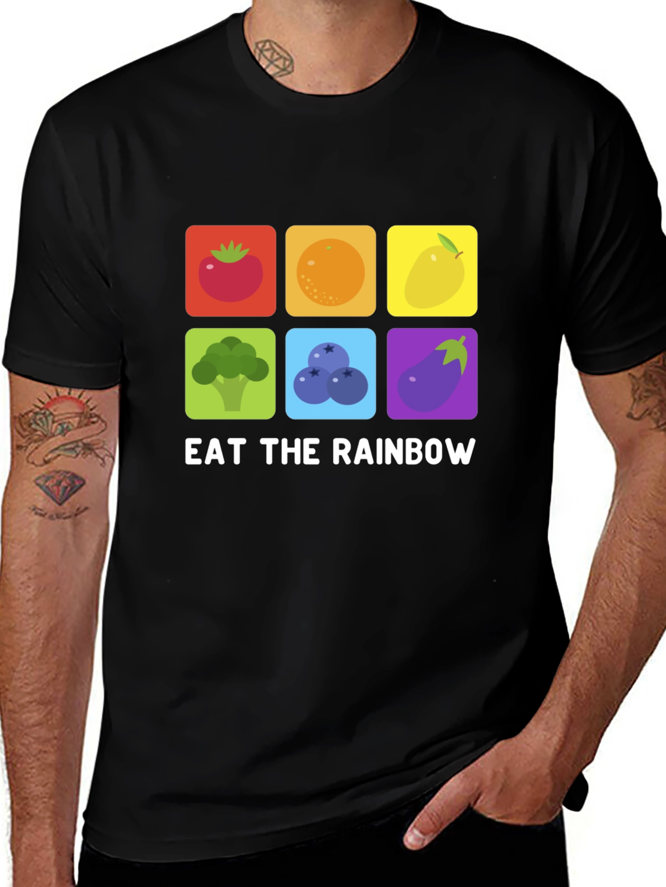 Eat The Rainbow Graphic Tee - Healthy Food Shirt