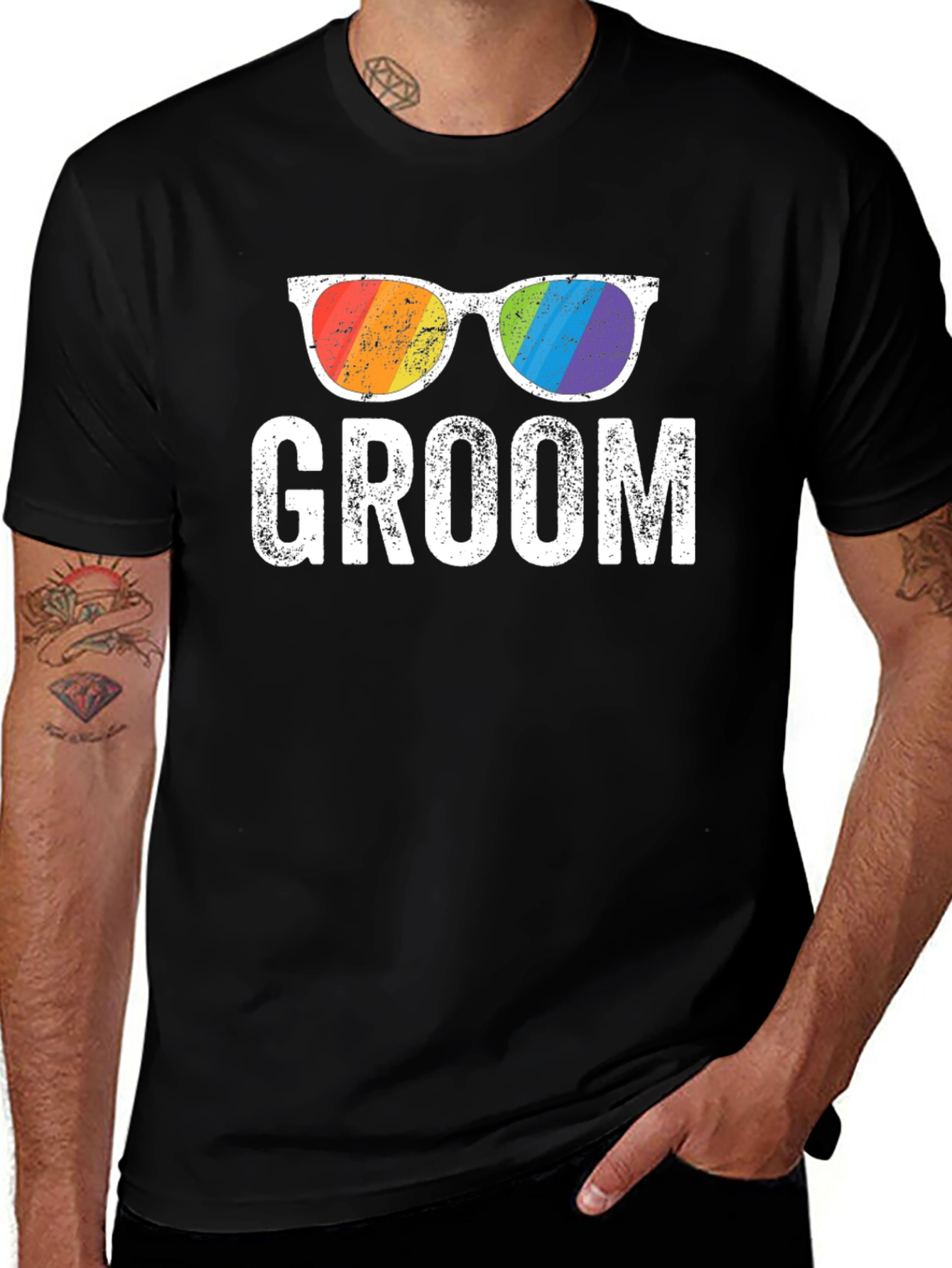 Variant 17 of Groom Rainbow Glasses T-Shirt