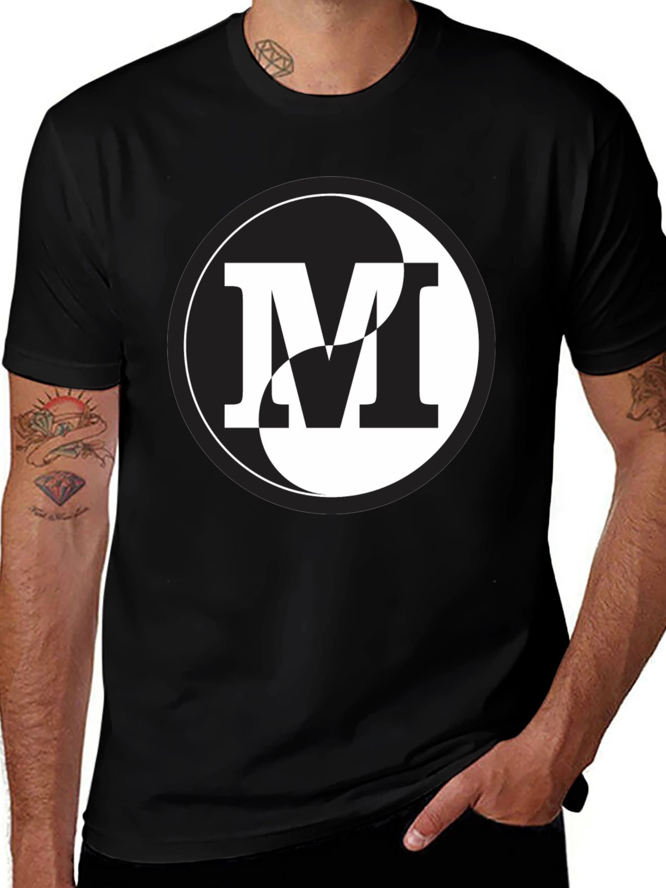 Variant 12 of Yin Yang M Graphic Tee - Modern Style