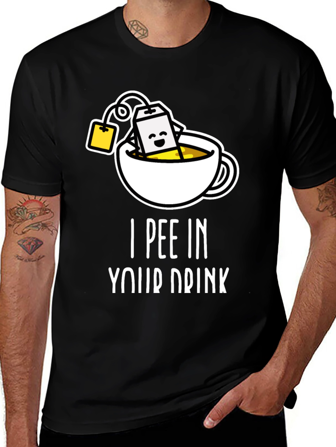 Variant 24 of Funny "I Pee In Your Drink" Black Graphic Tee