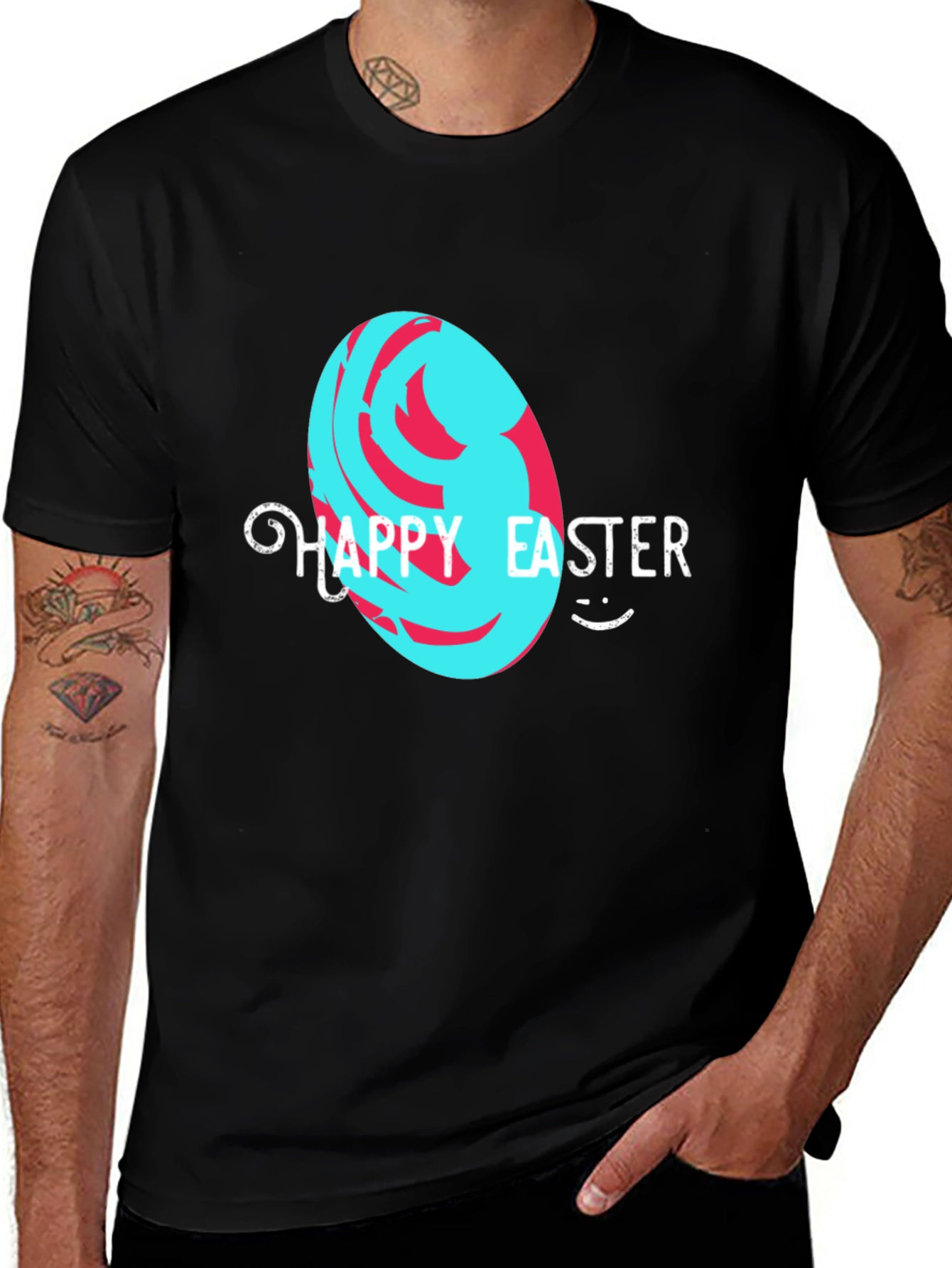 Camiseta Negra "Felices Pascuas" Diseño Huevo