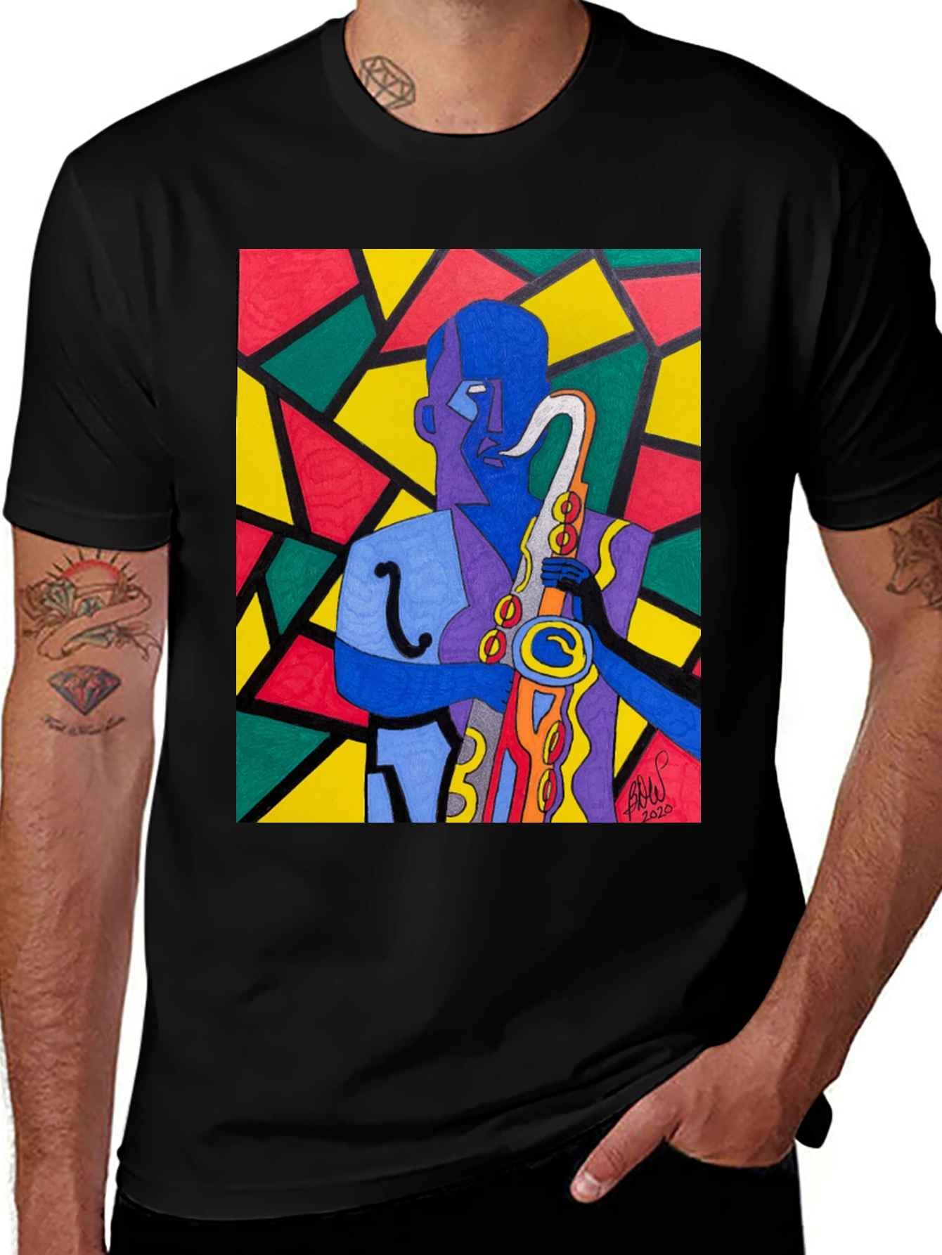 Variant 25 of Abstract Saxophone Player Graphic Tee