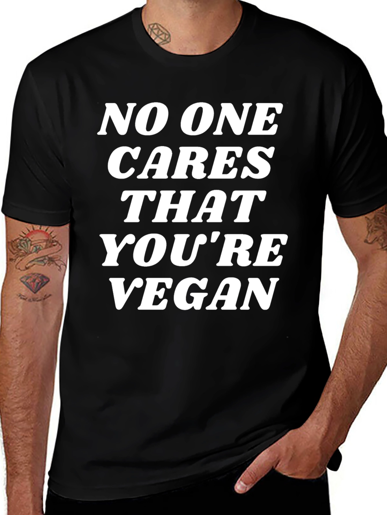 Variant 17 of Vegan Slogan T-Shirt: No One Cares