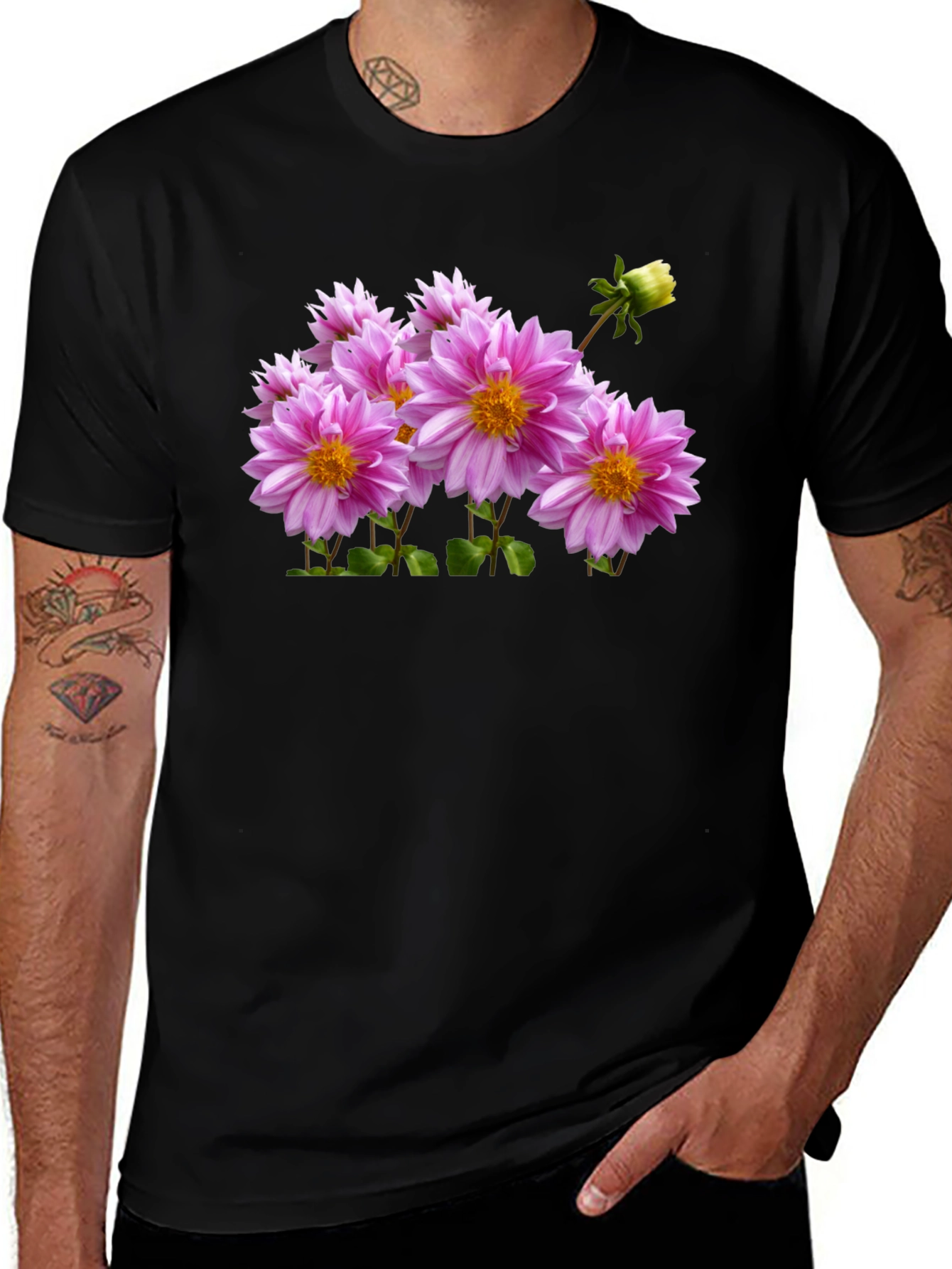 Variant 9 of Floral Print Black T-Shirt