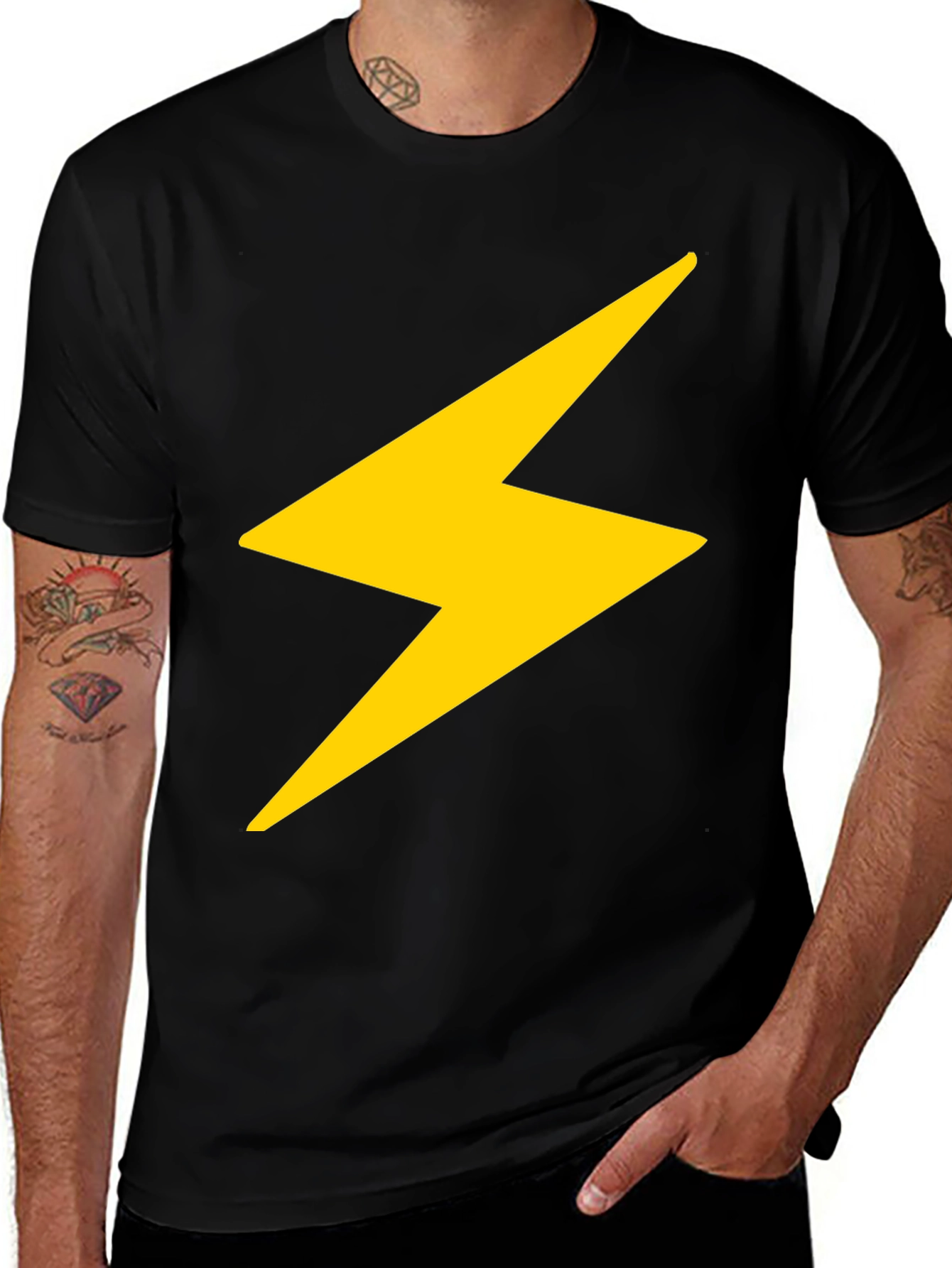 Variant 24 of Lightning Bolt Graphic Tee - Stylish Black T-Shirt